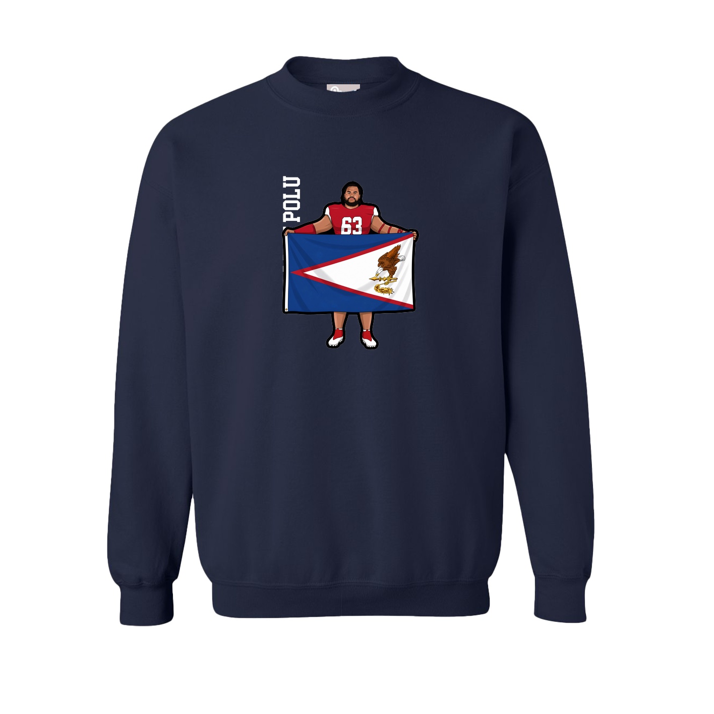 Fleece Crew — Name Vertical in Navy