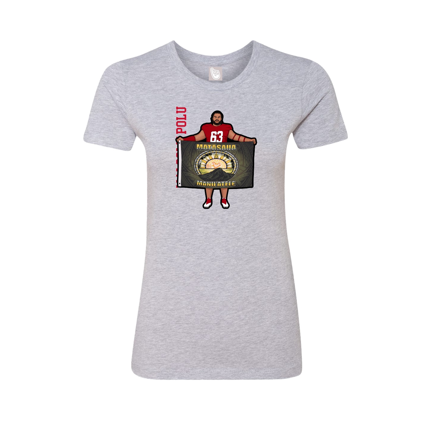 Fitted Women's Tee — Name Vertical in Grey