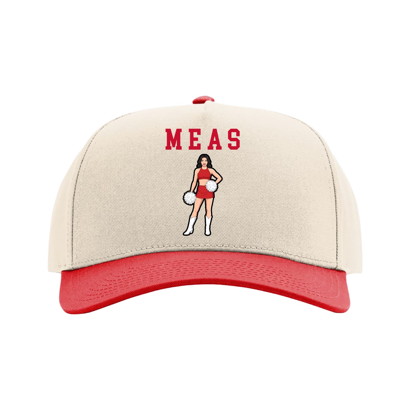 Full Fabric Five-Panel Champ Cap — Shirsey in Cream/Red
