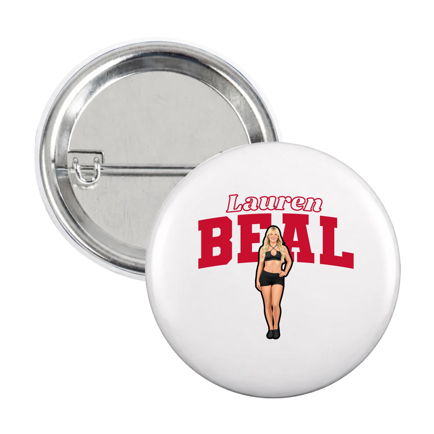 Game Day Button — Name Arch in White