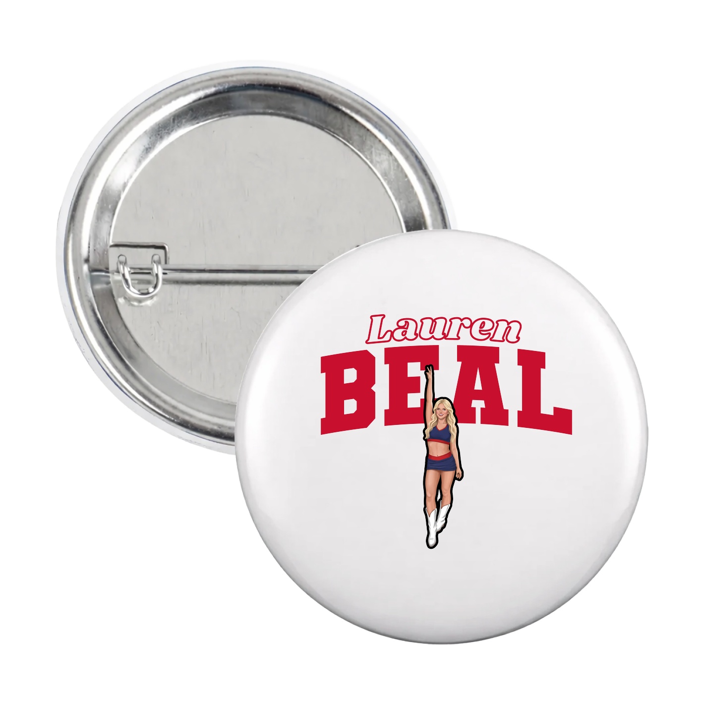 Game Day Button — Name Arch in White
