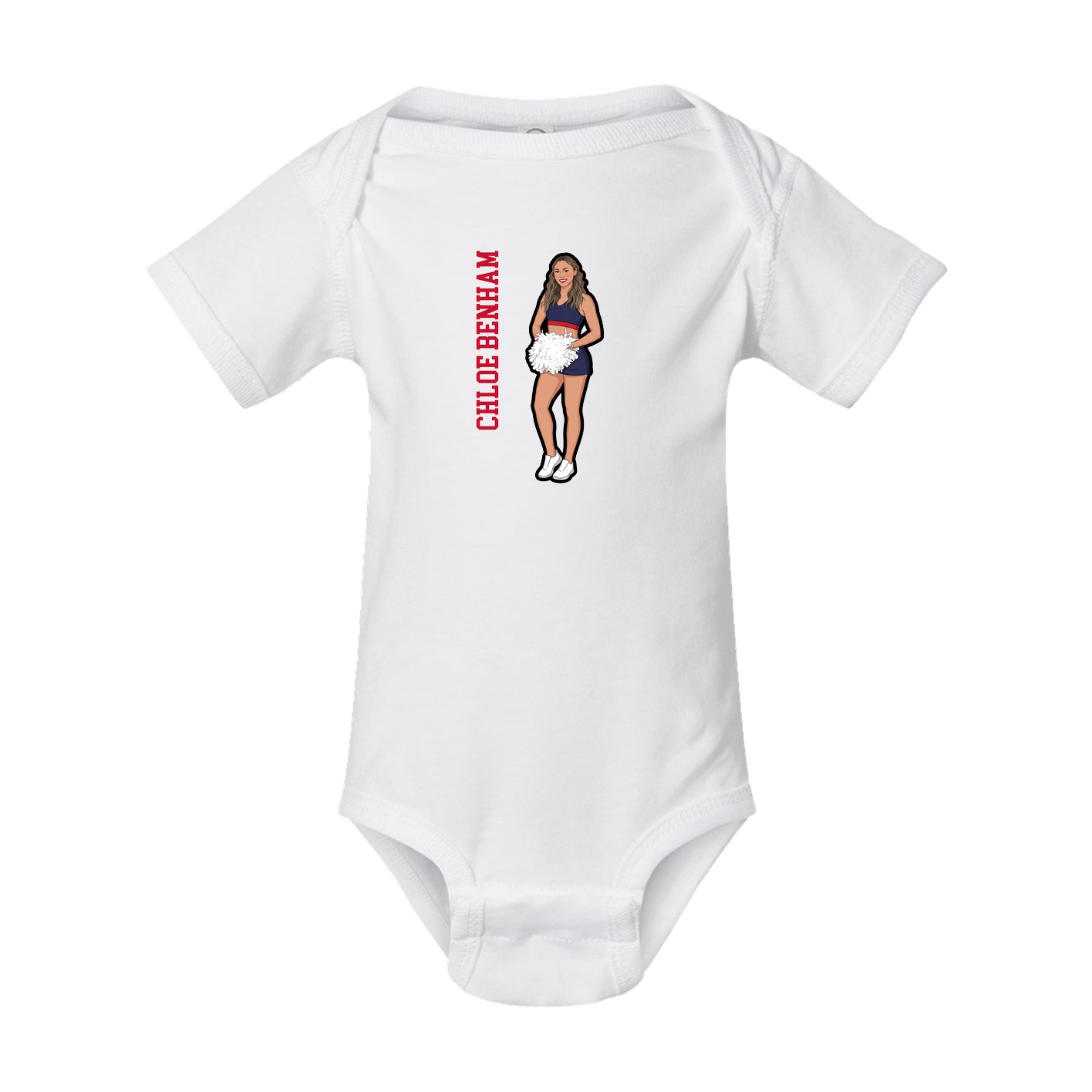 Baby Onesie — Name Vertical in White