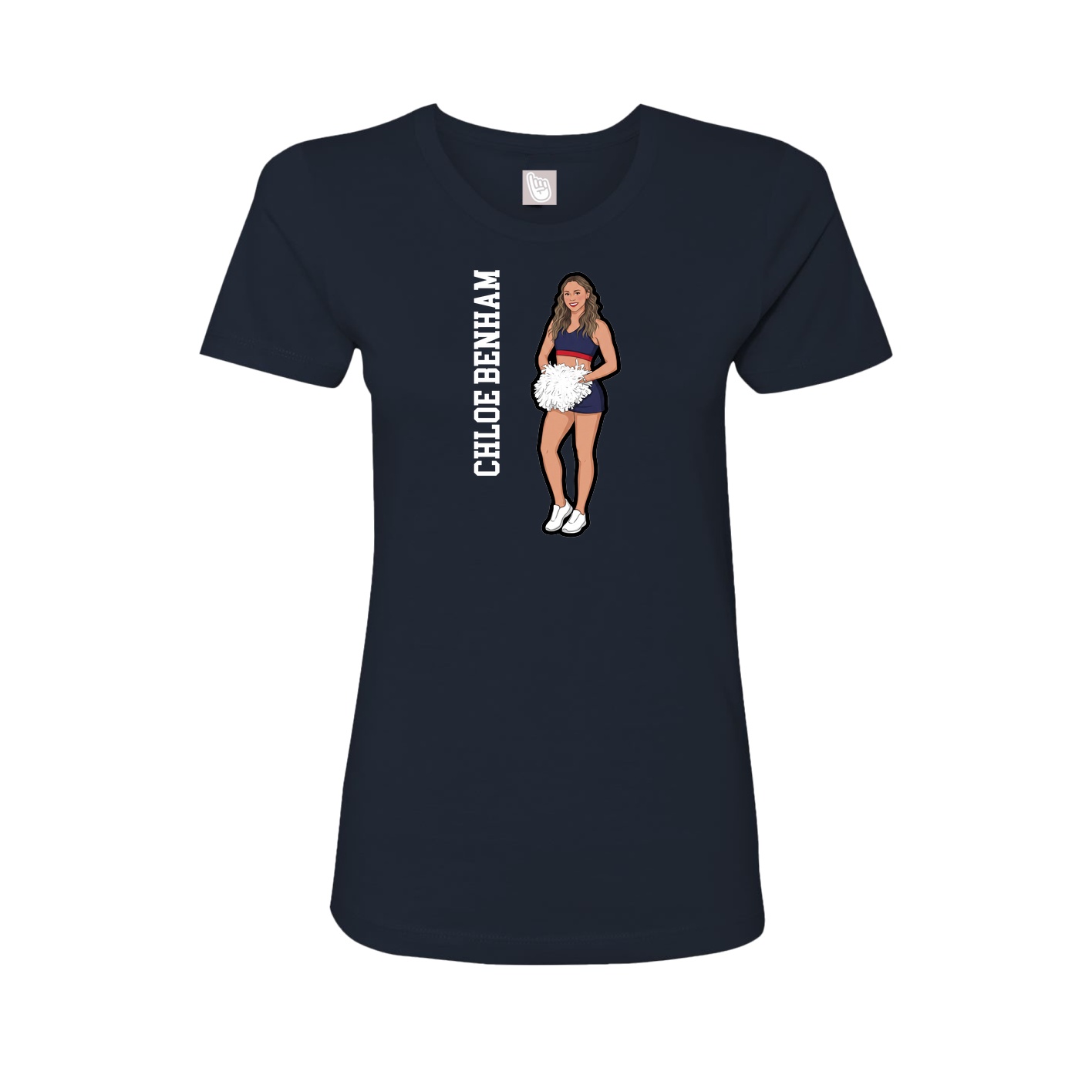 Fitted Women's Tee — Name Vertical in Navy