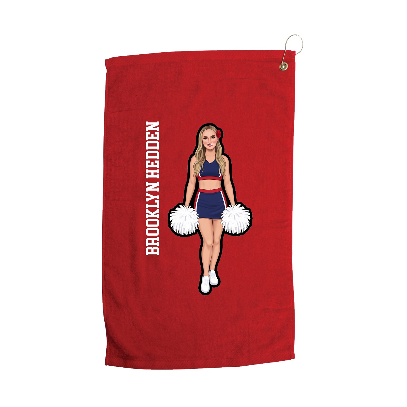 Golf Towel — Name Vertical in Red