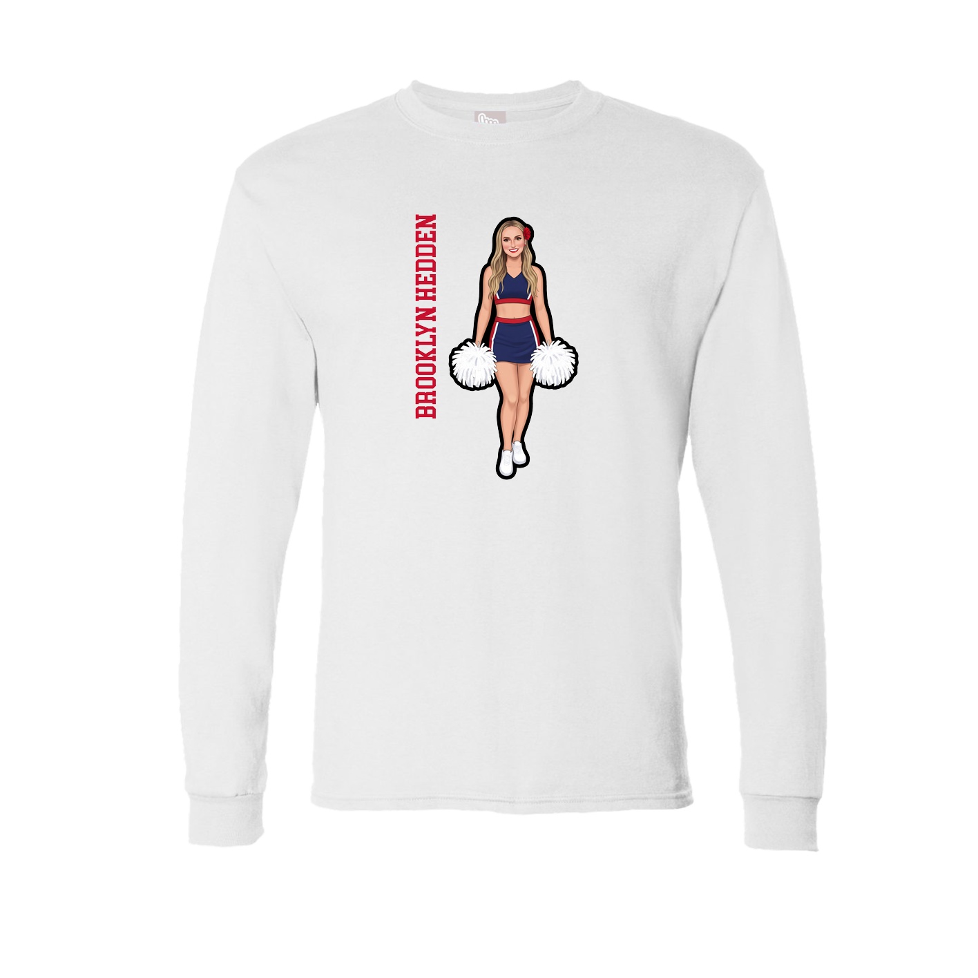 Long Sleeve Tee — Name Vertical in White