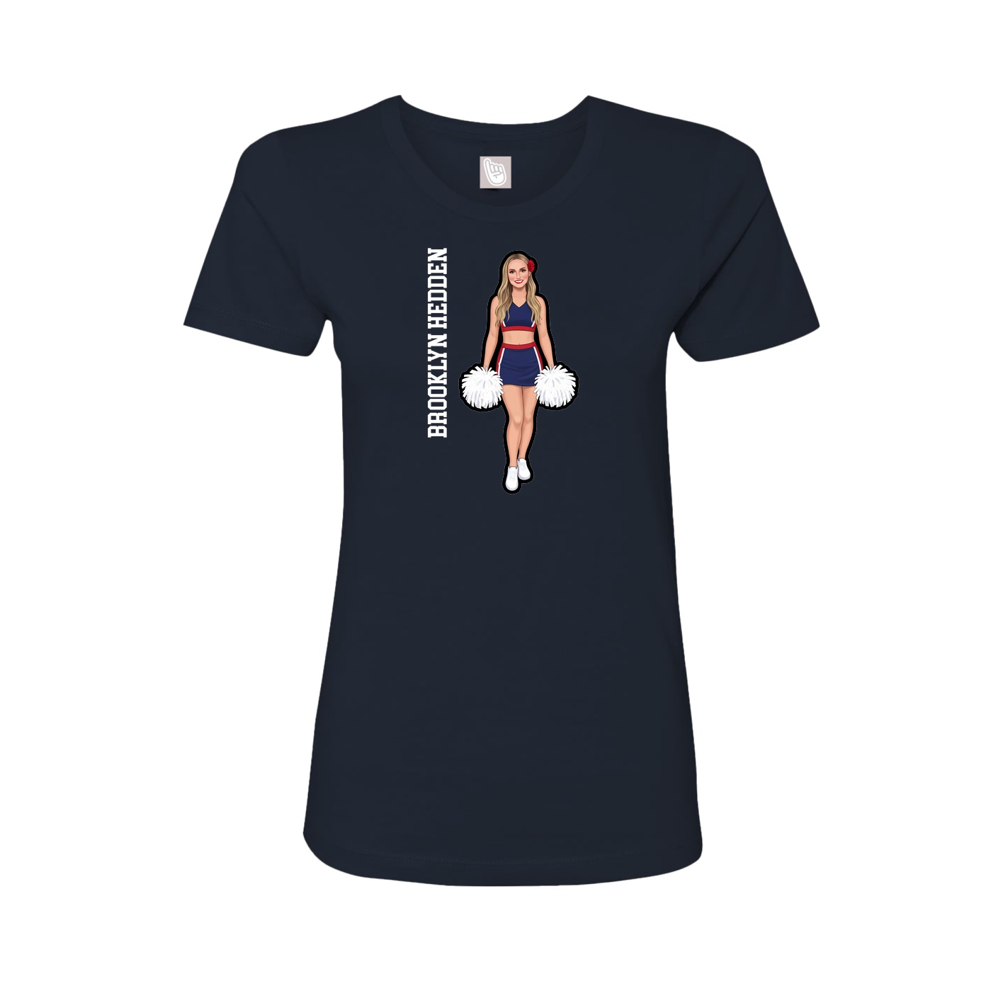 Fitted Women's Tee — Name Vertical in Navy