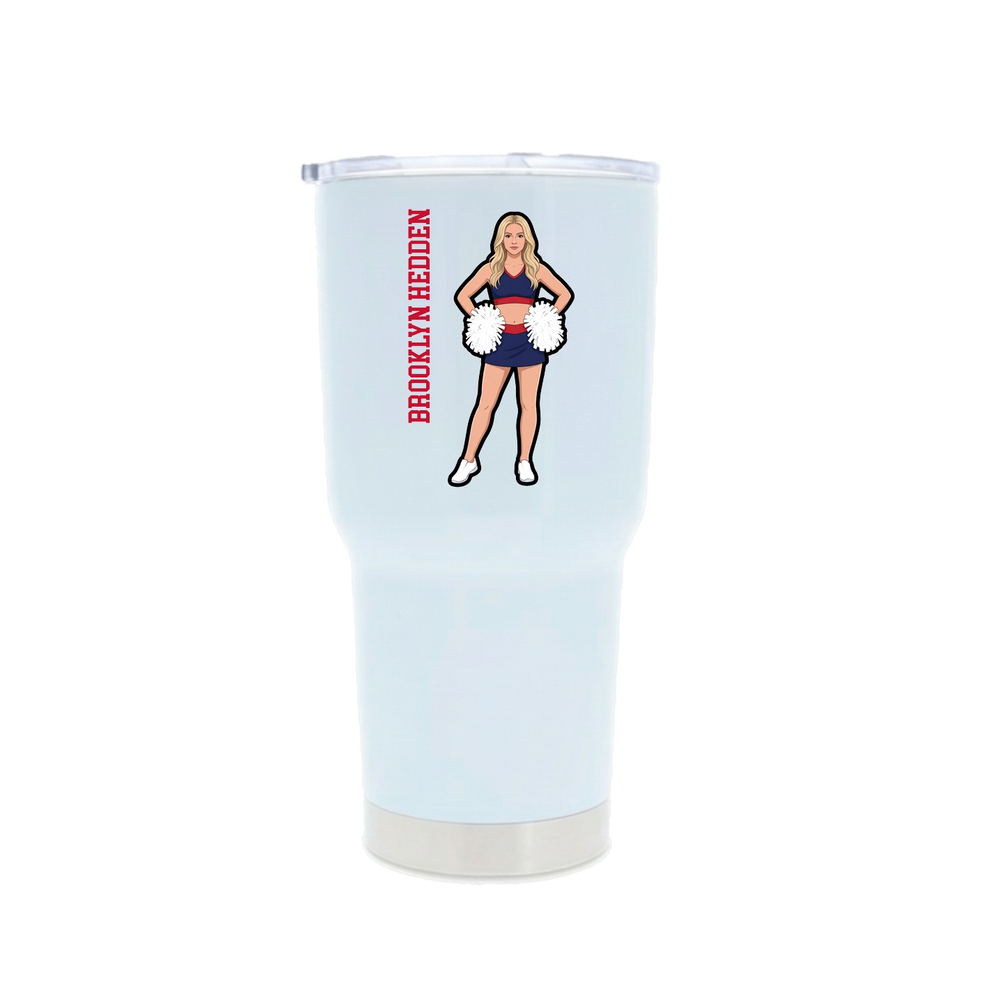 30oz Stainless Steel Tumbler — Name Vertical in White
