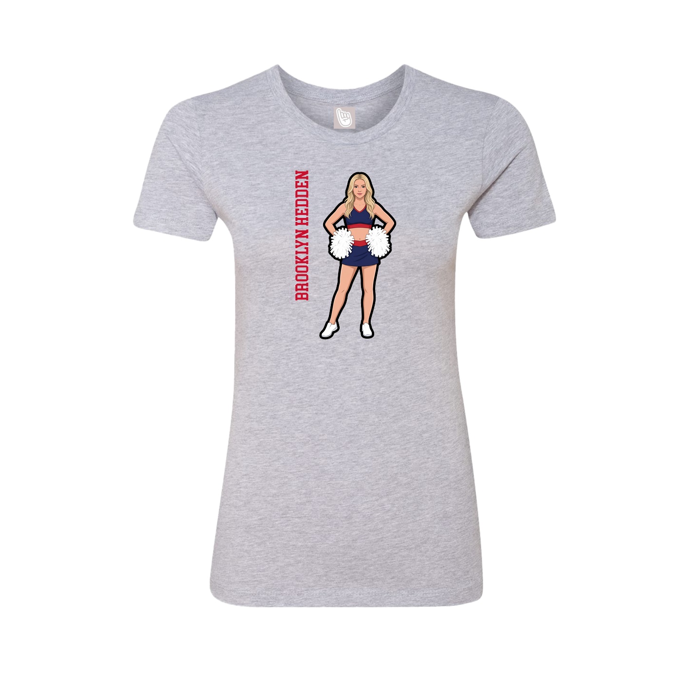 Fitted Women's Tee — Name Vertical in Grey