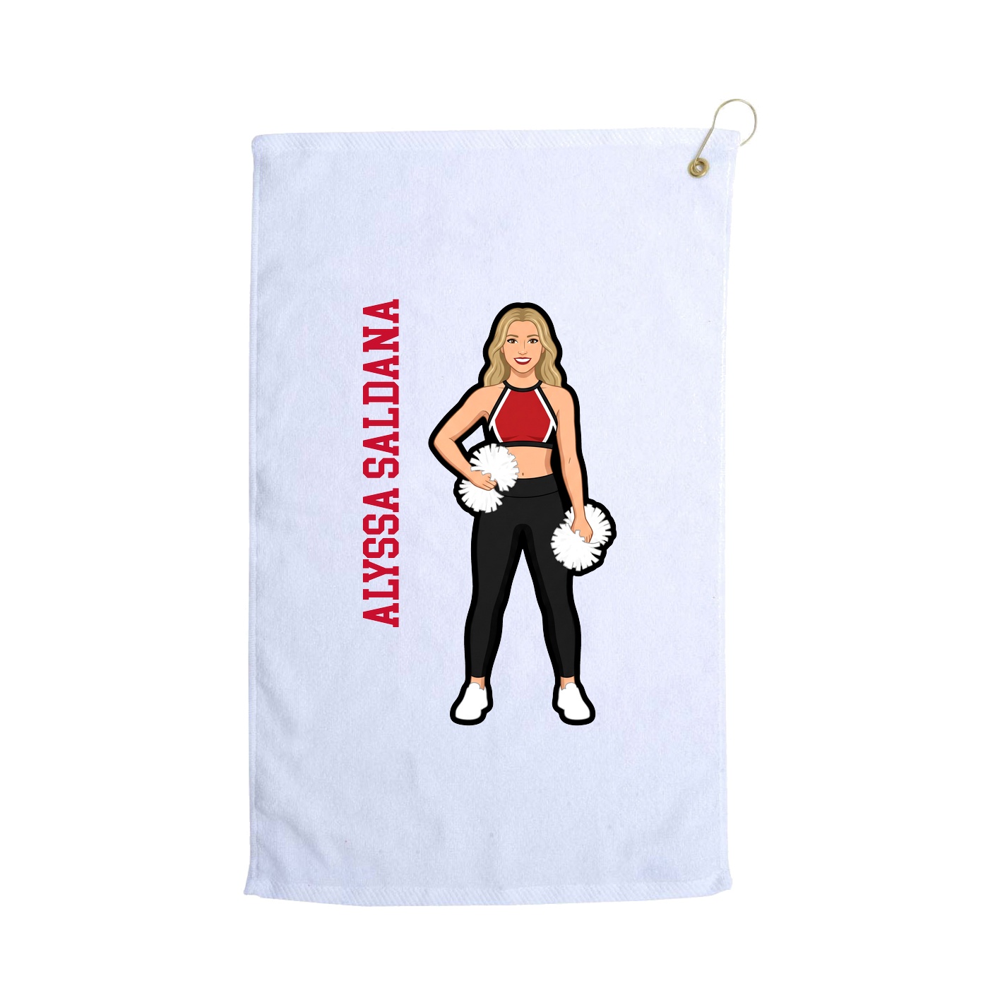 Golf Towel — Name Vertical in White