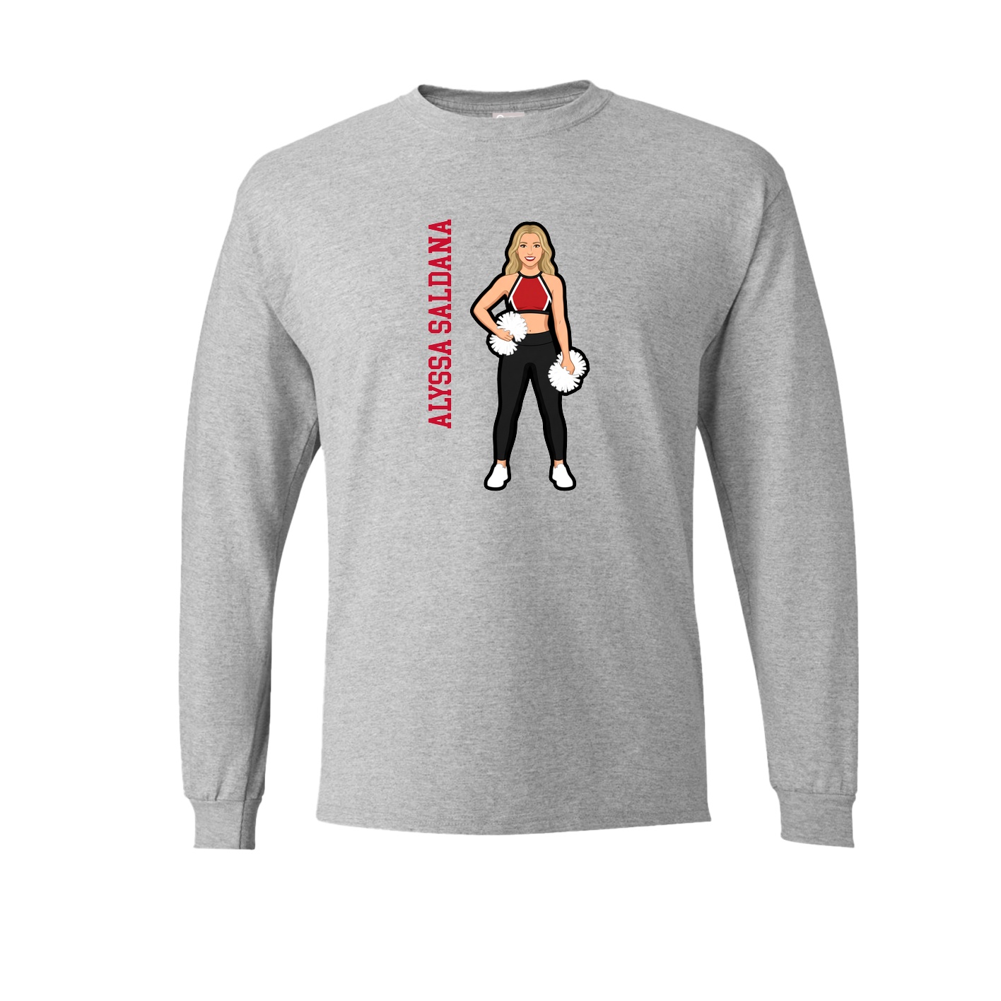 Long Sleeve Tee — Name Vertical in Grey