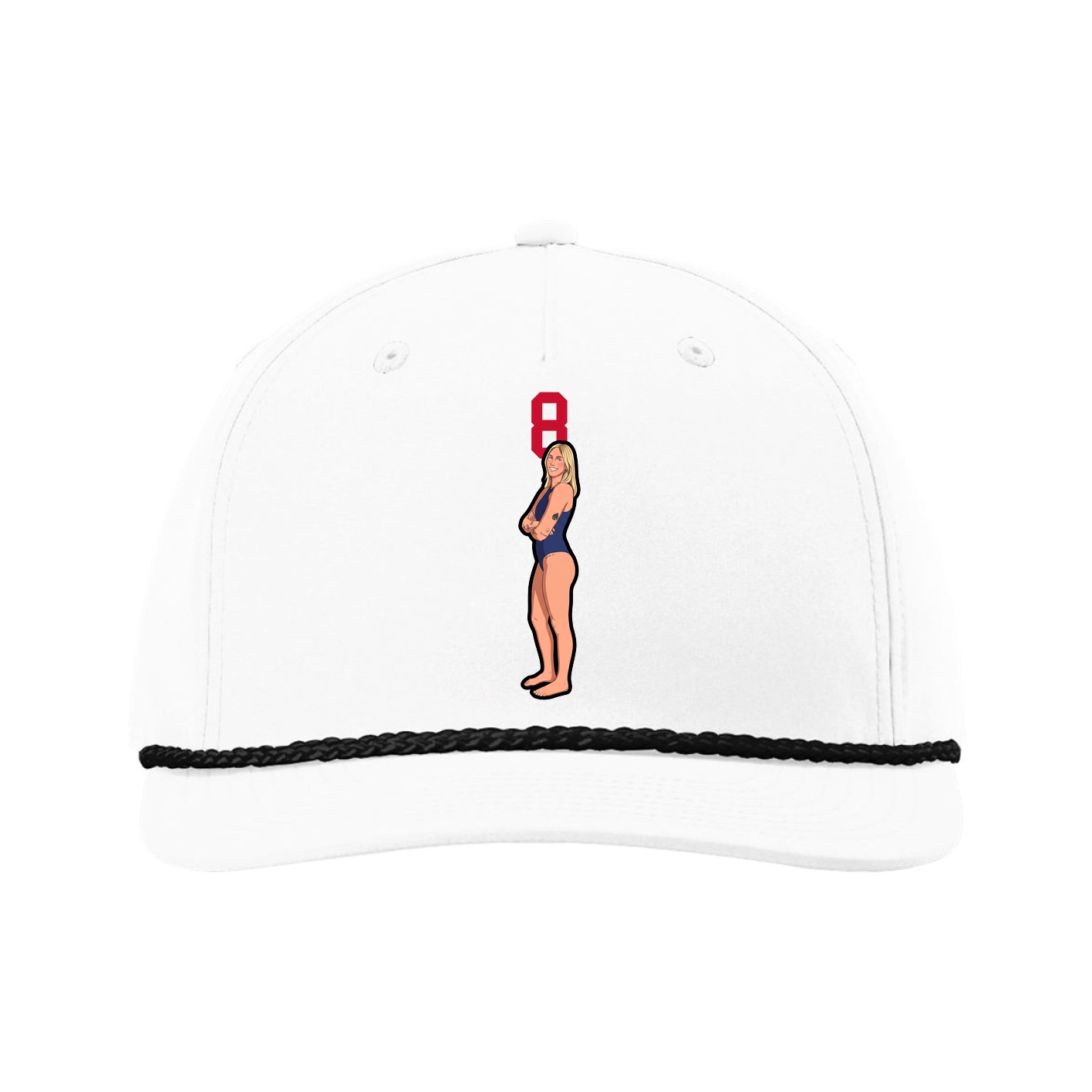 Five-Panel Classic Rope Cap — Number Top in White