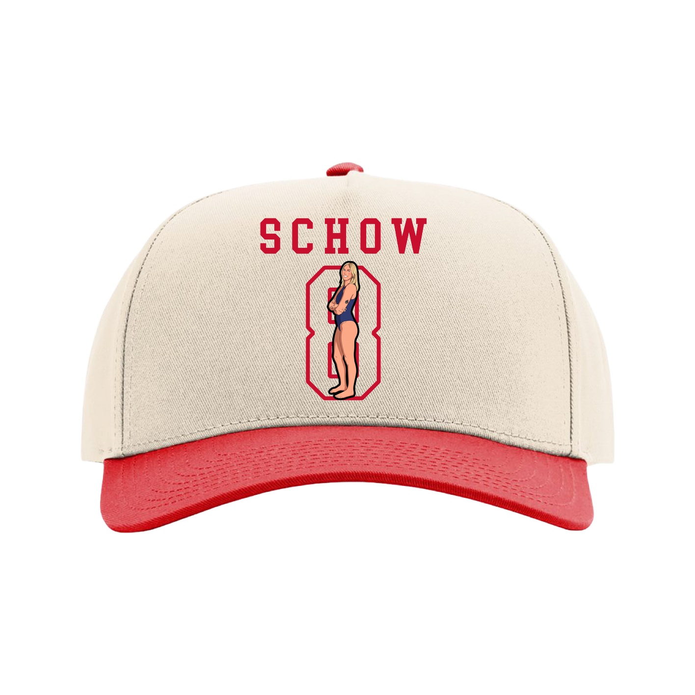 Full Fabric Five-Panel Champ Cap — Shirsey in Cream/Red