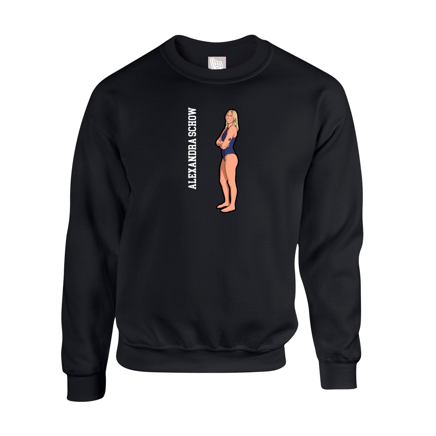 Fleece Crew — Name Vertical in Black