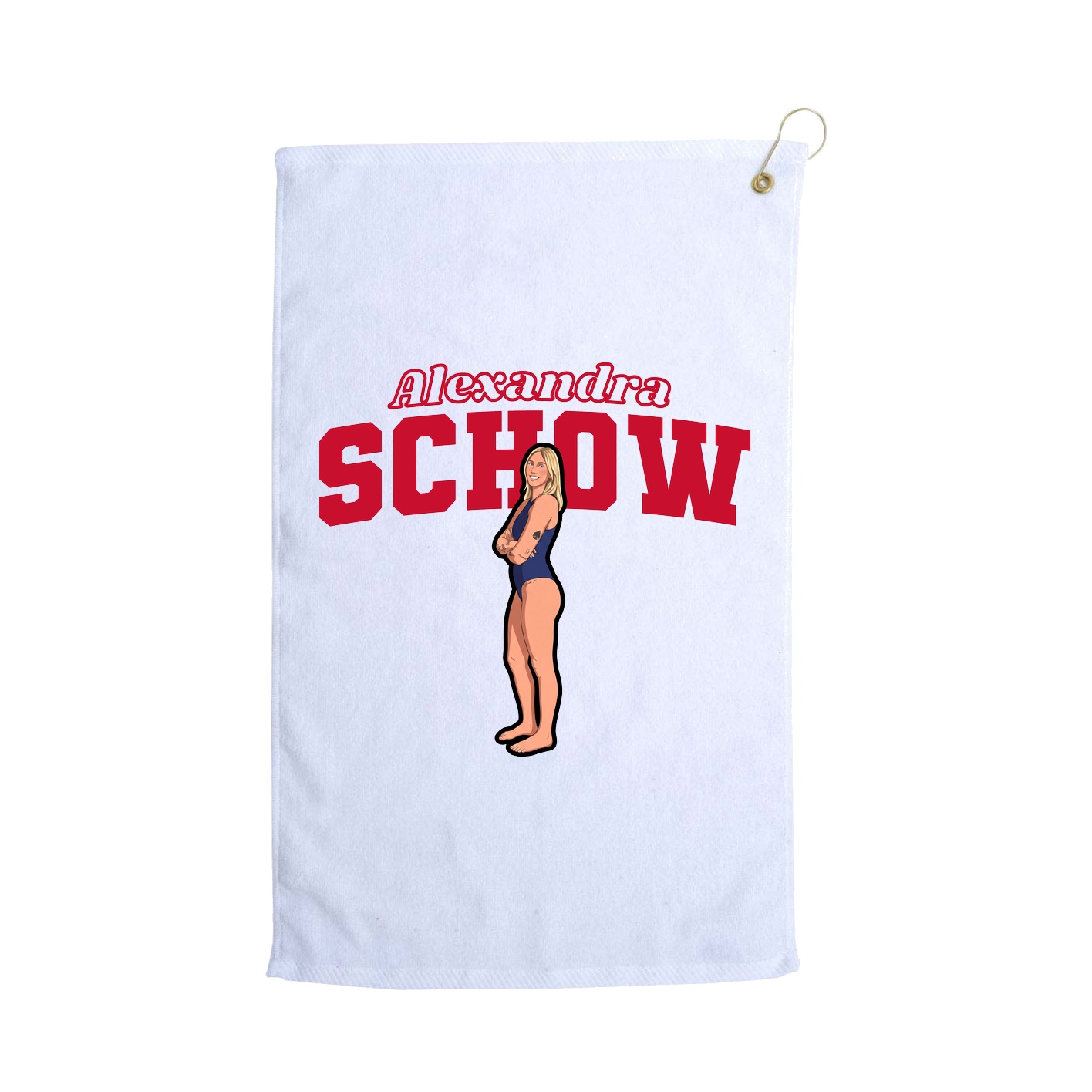 Golf Towel — Name Arch in White