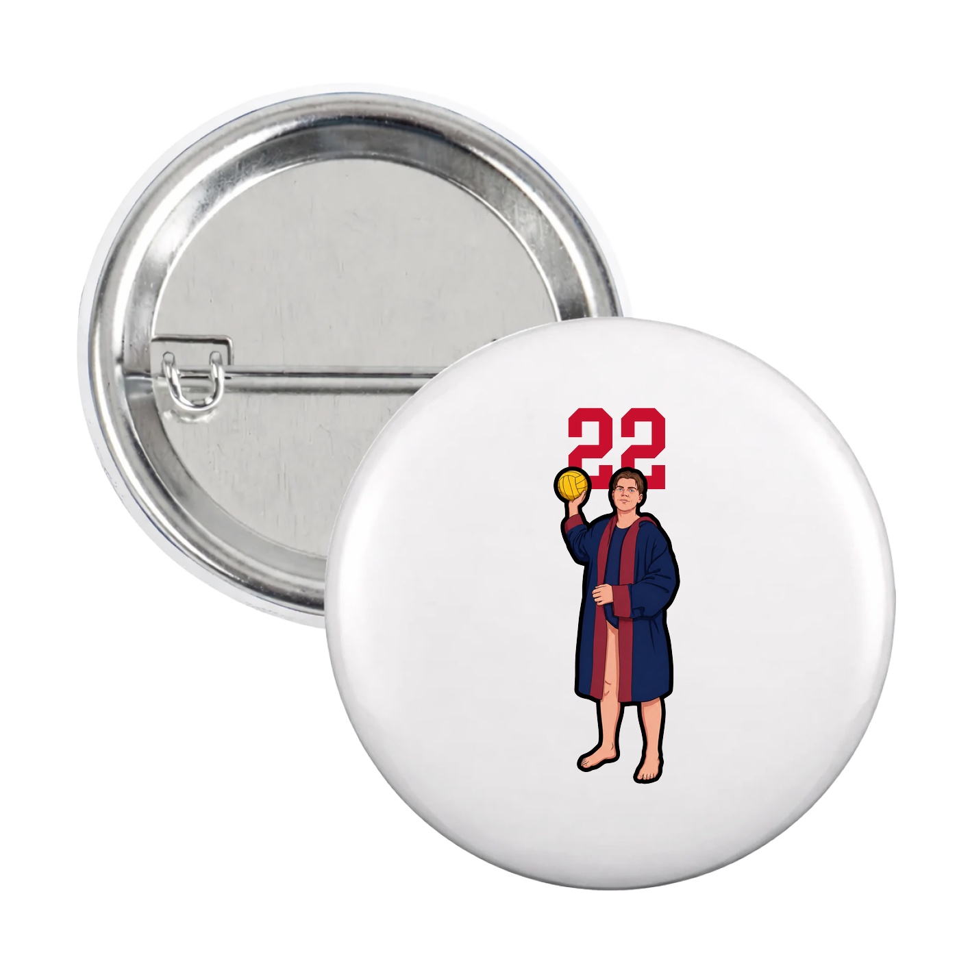 Game Day Button — Number Top in White
