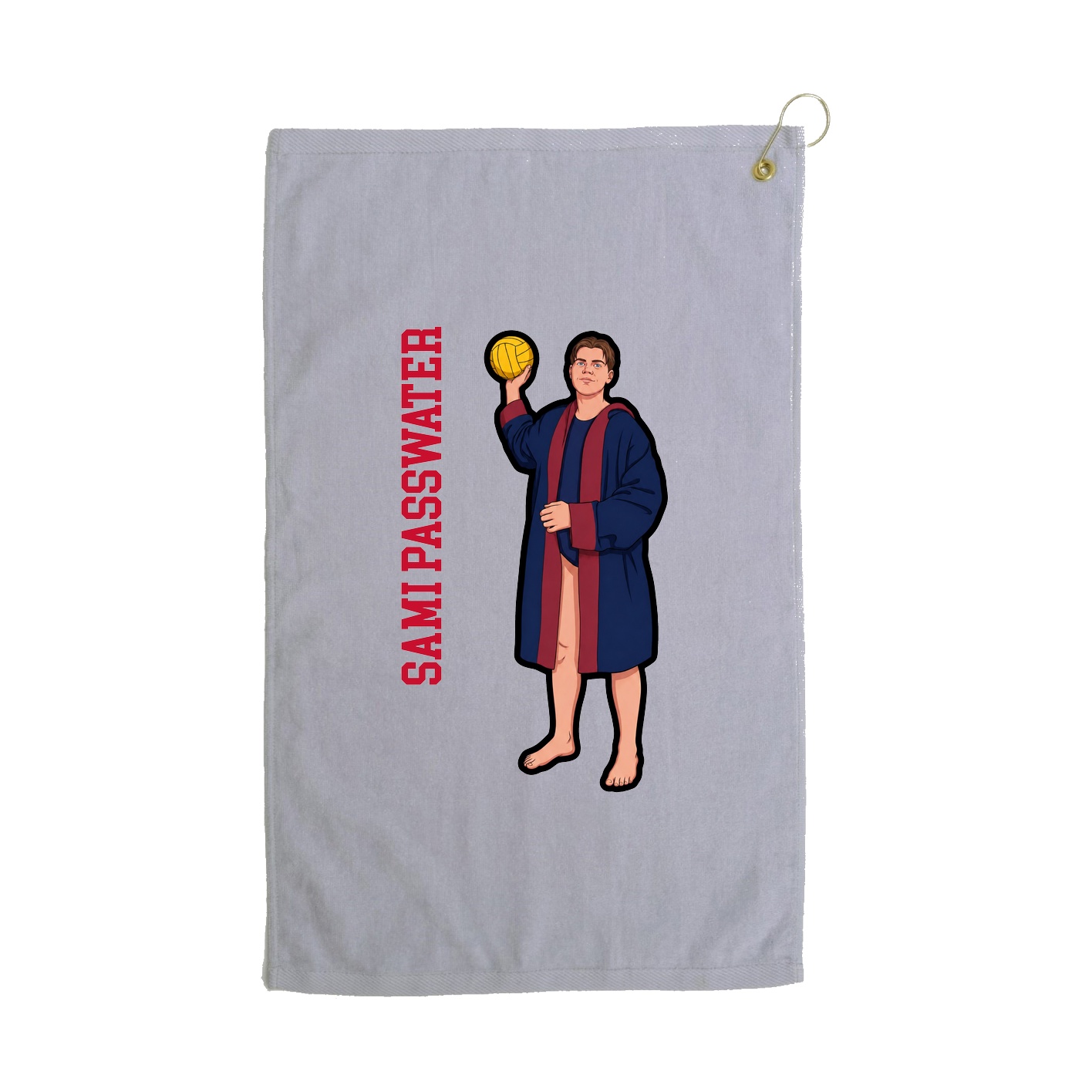 Golf Towel — Name Vertical in Grey