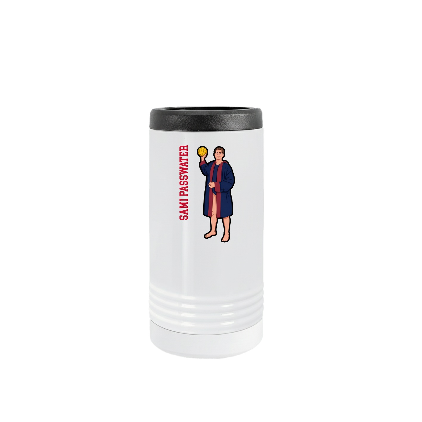 Slim Beverage Holder — Name Vertical in White