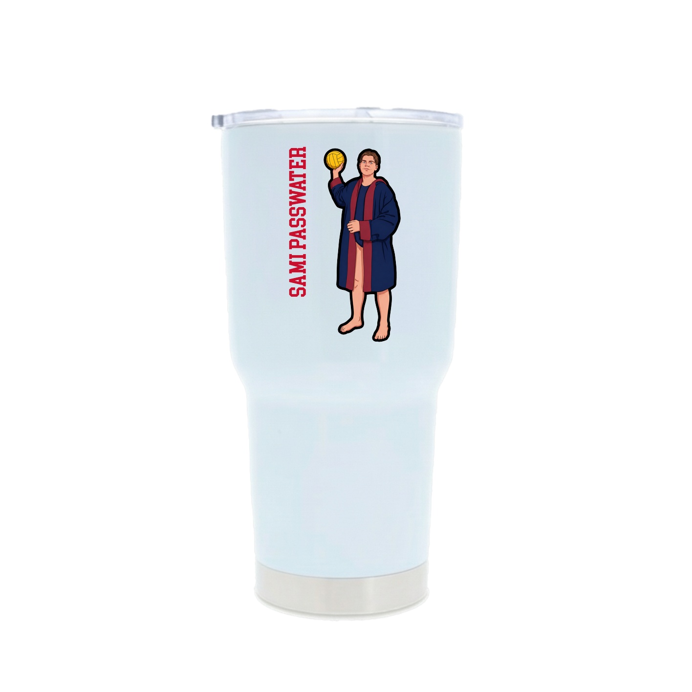 30oz Stainless Steel Tumbler — Name Vertical in White