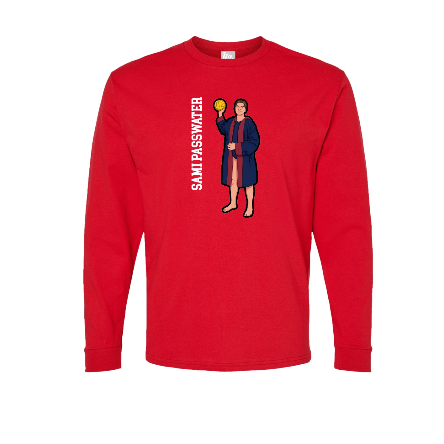 Long Sleeve Tee — Name Vertical in Red