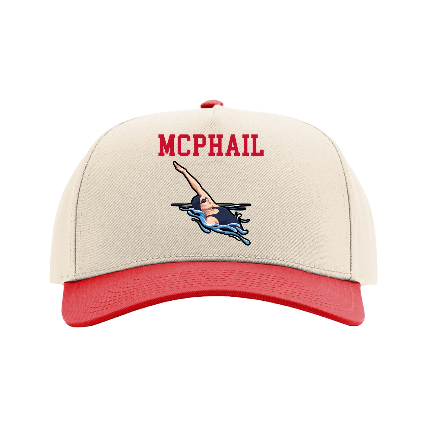 Full Fabric Five-Panel Champ Cap — Shirsey in Cream/Red