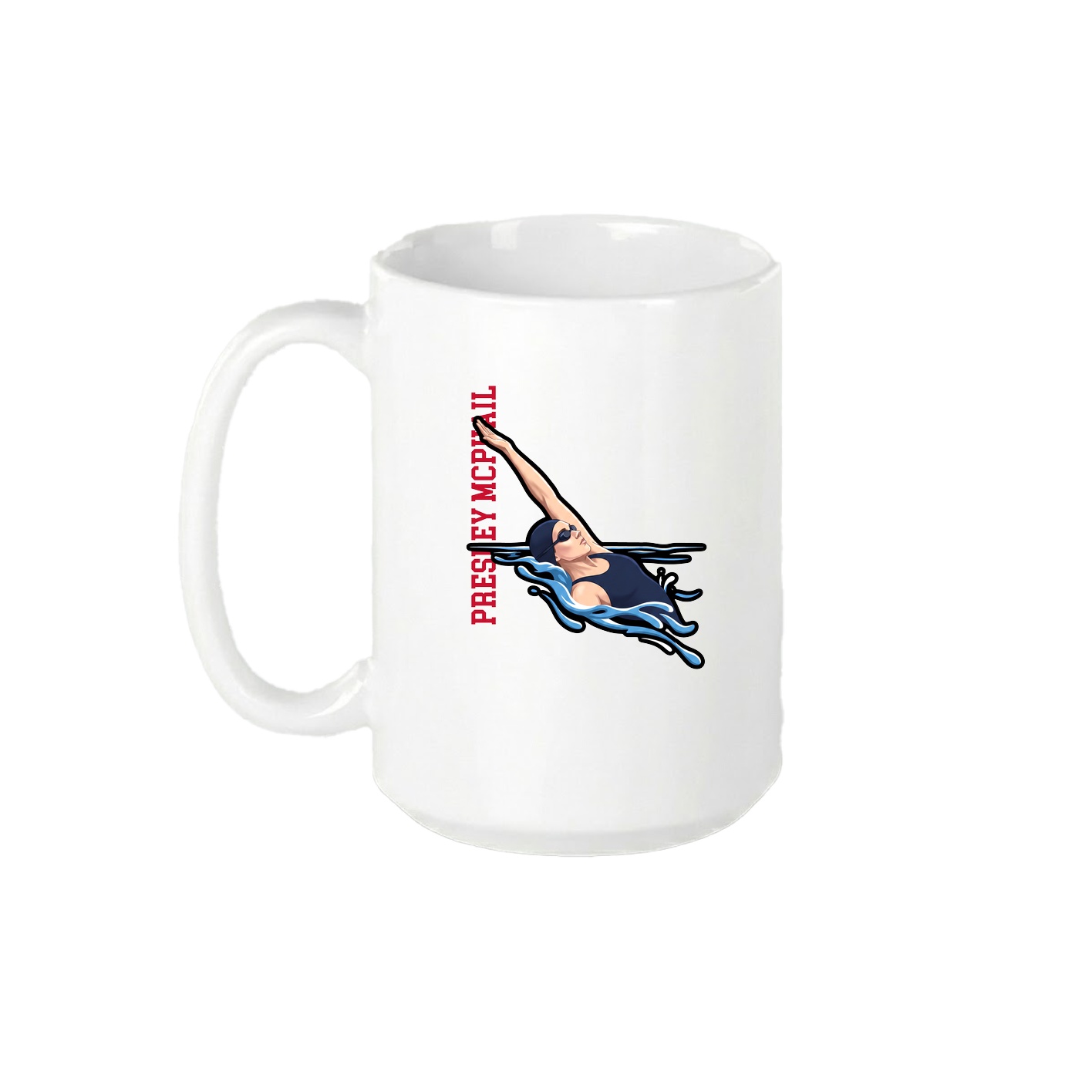 15oz Coffee Mug — Name Vertical in White