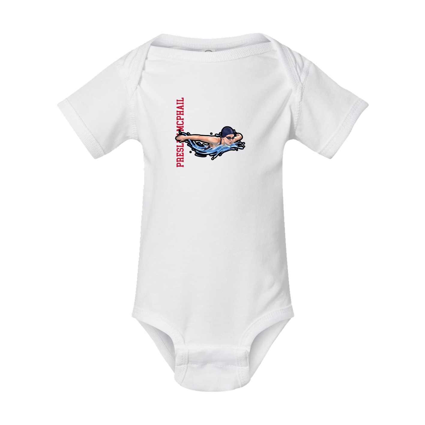 Baby Onesie — Name Vertical in White
