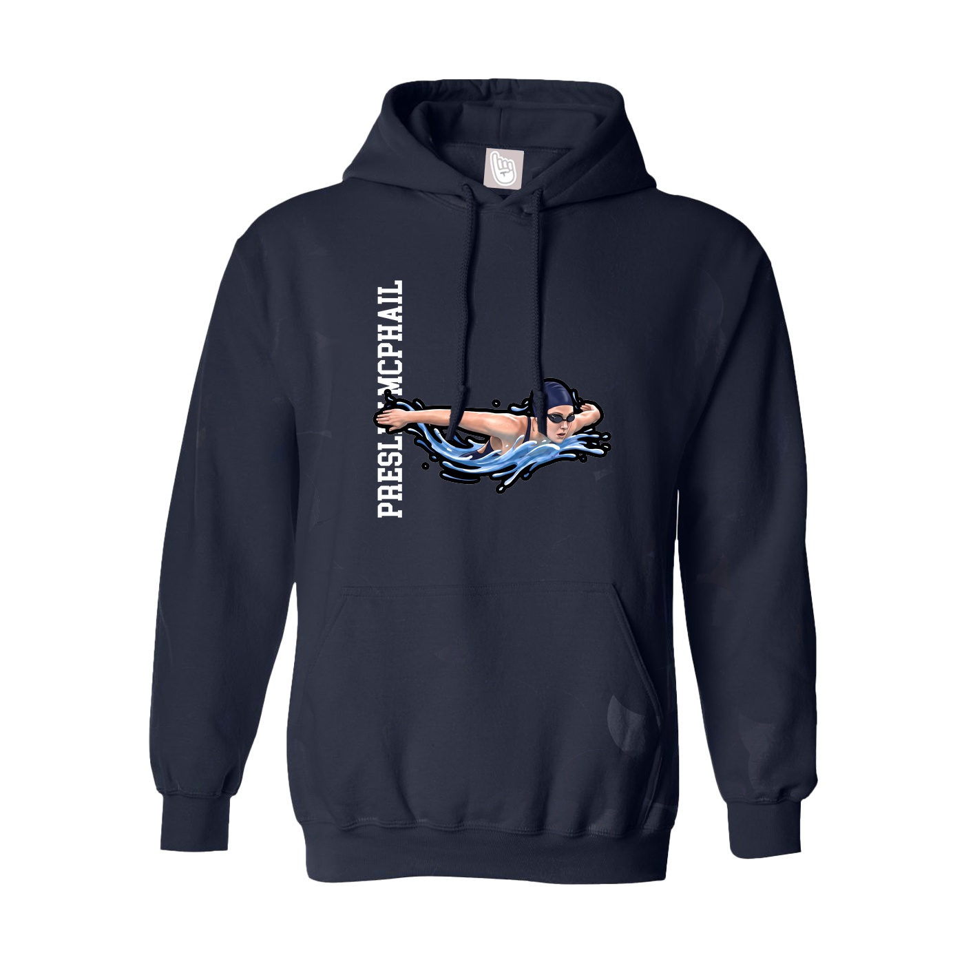Hoodie — Name Vertical in Navy