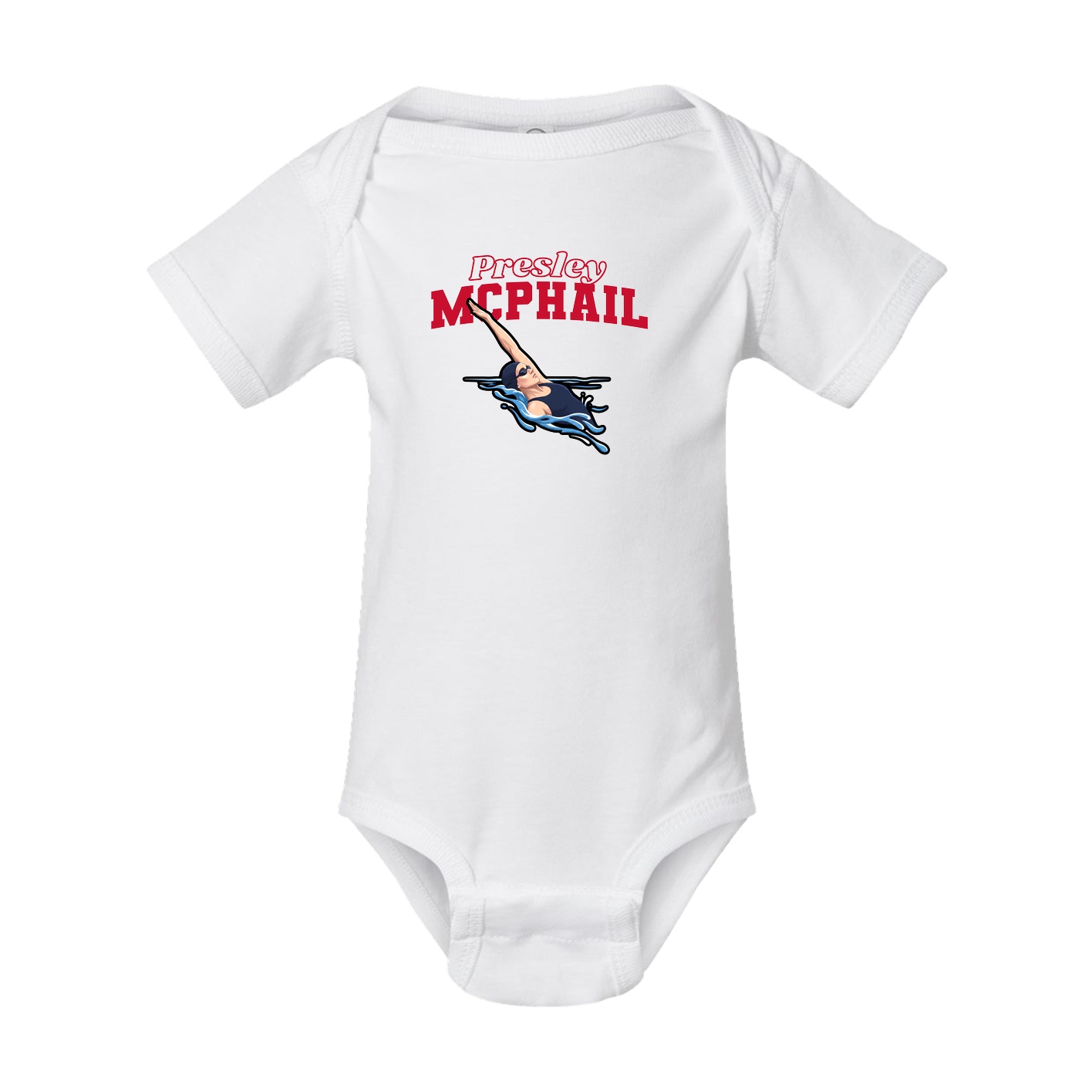 Baby Onesie — Name Arch in White