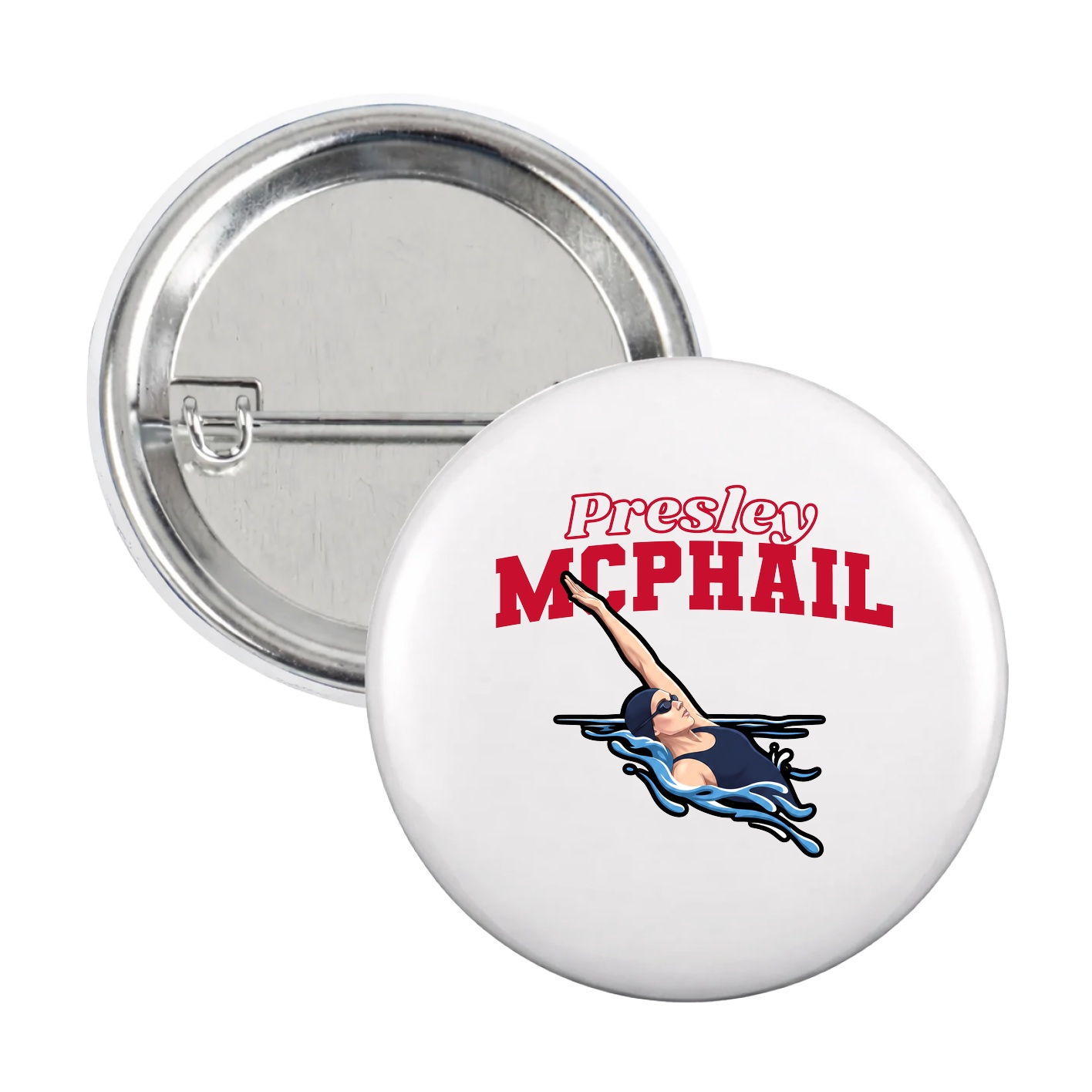 Game Day Button — Name Arch in White