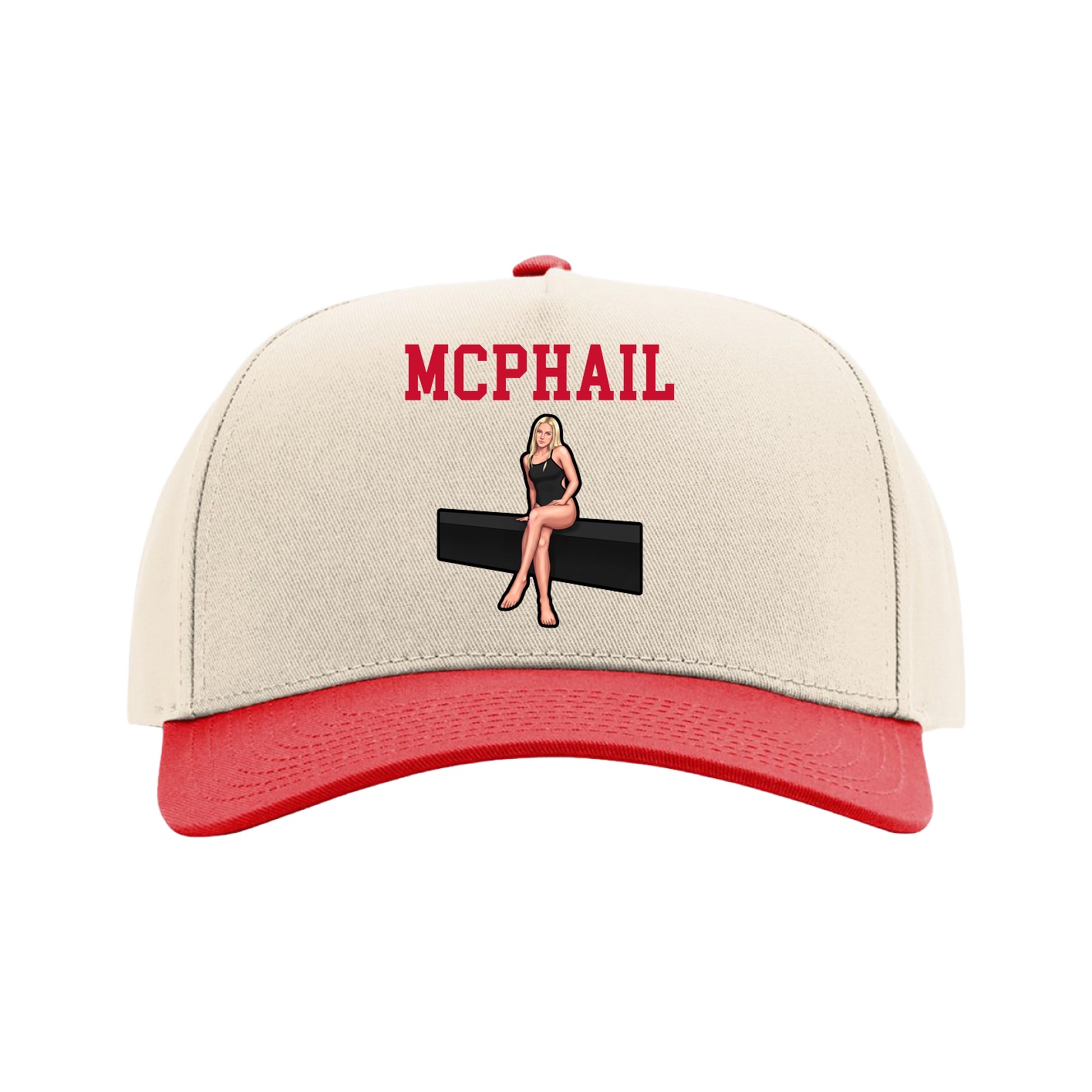 Full Fabric Five-Panel Champ Cap — Shirsey in Cream/Red
