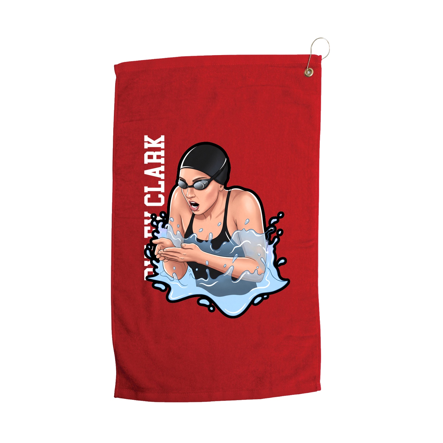 Golf Towel — Name Vertical in Red
