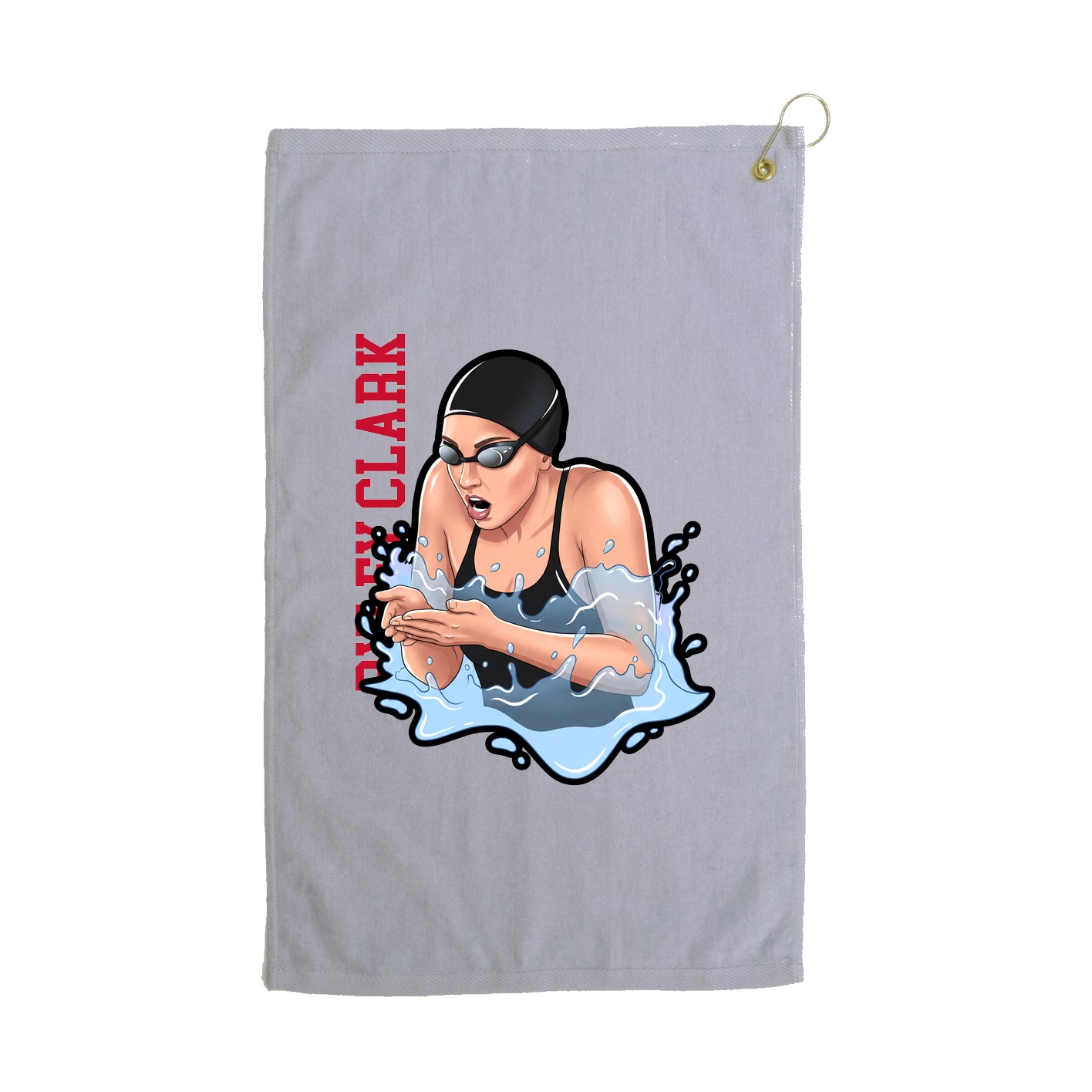 Golf Towel — Name Vertical in Grey