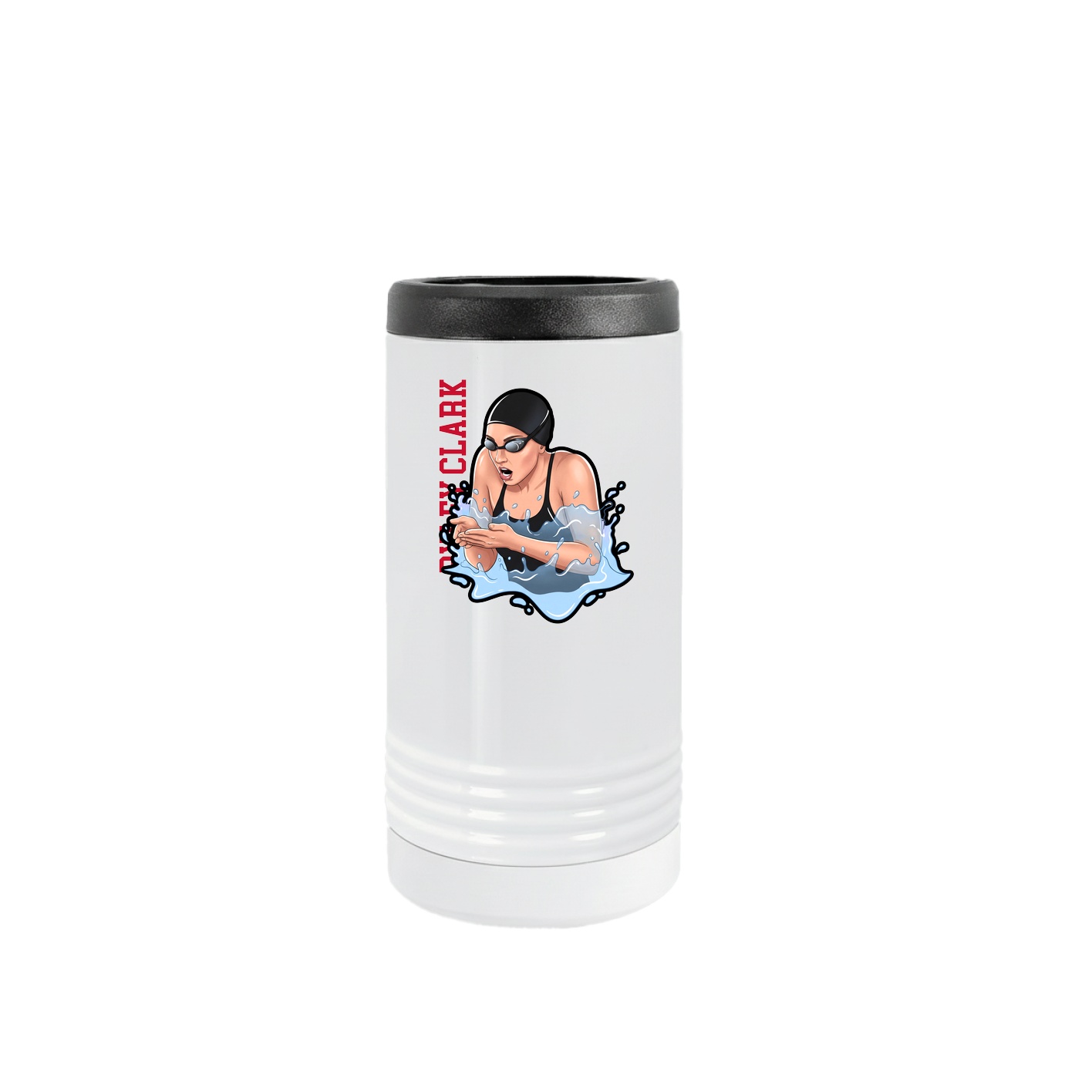 Slim Beverage Holder — Name Vertical in White