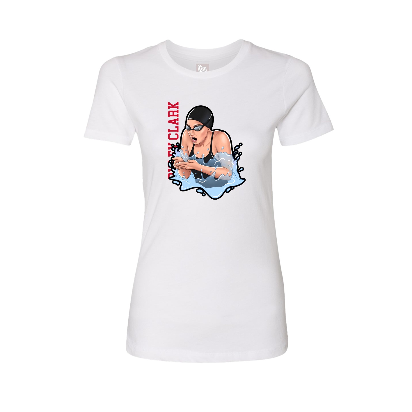 Fitted Women's Tee — Name Vertical in White