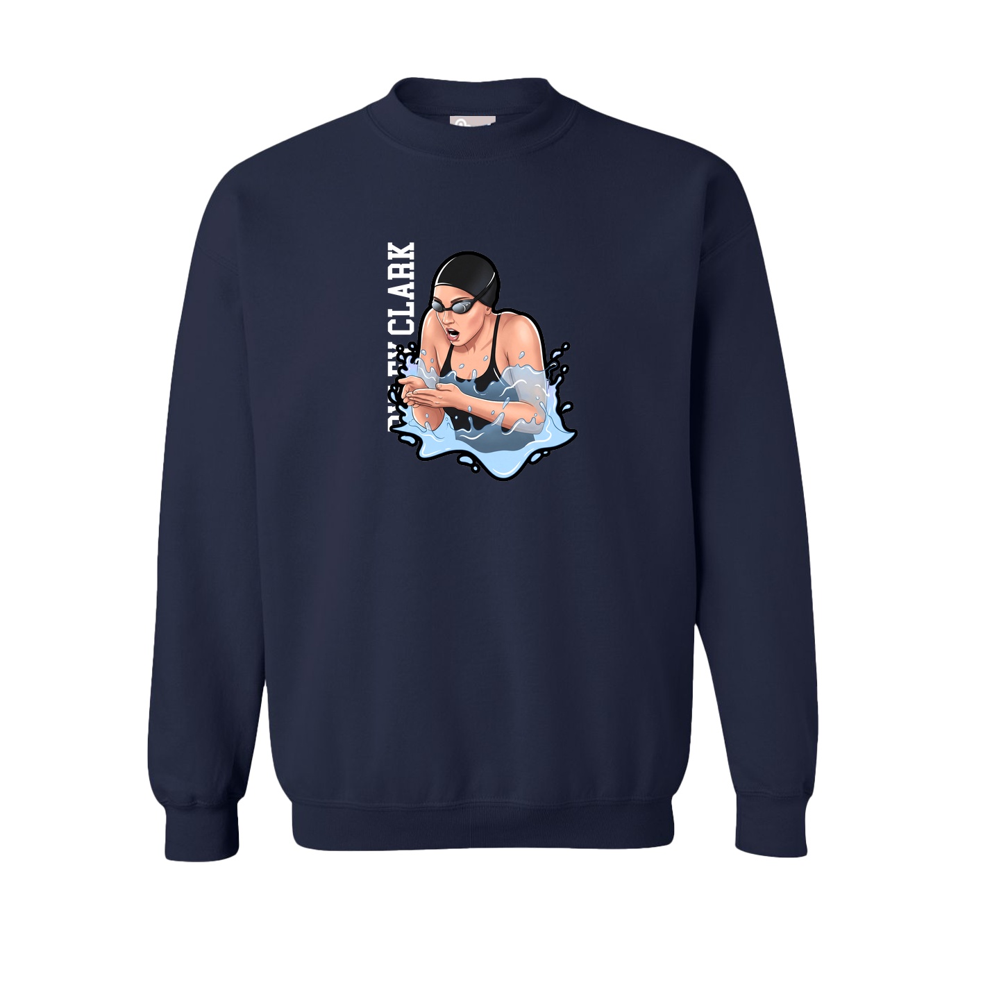 Fleece Crew — Name Vertical in Navy