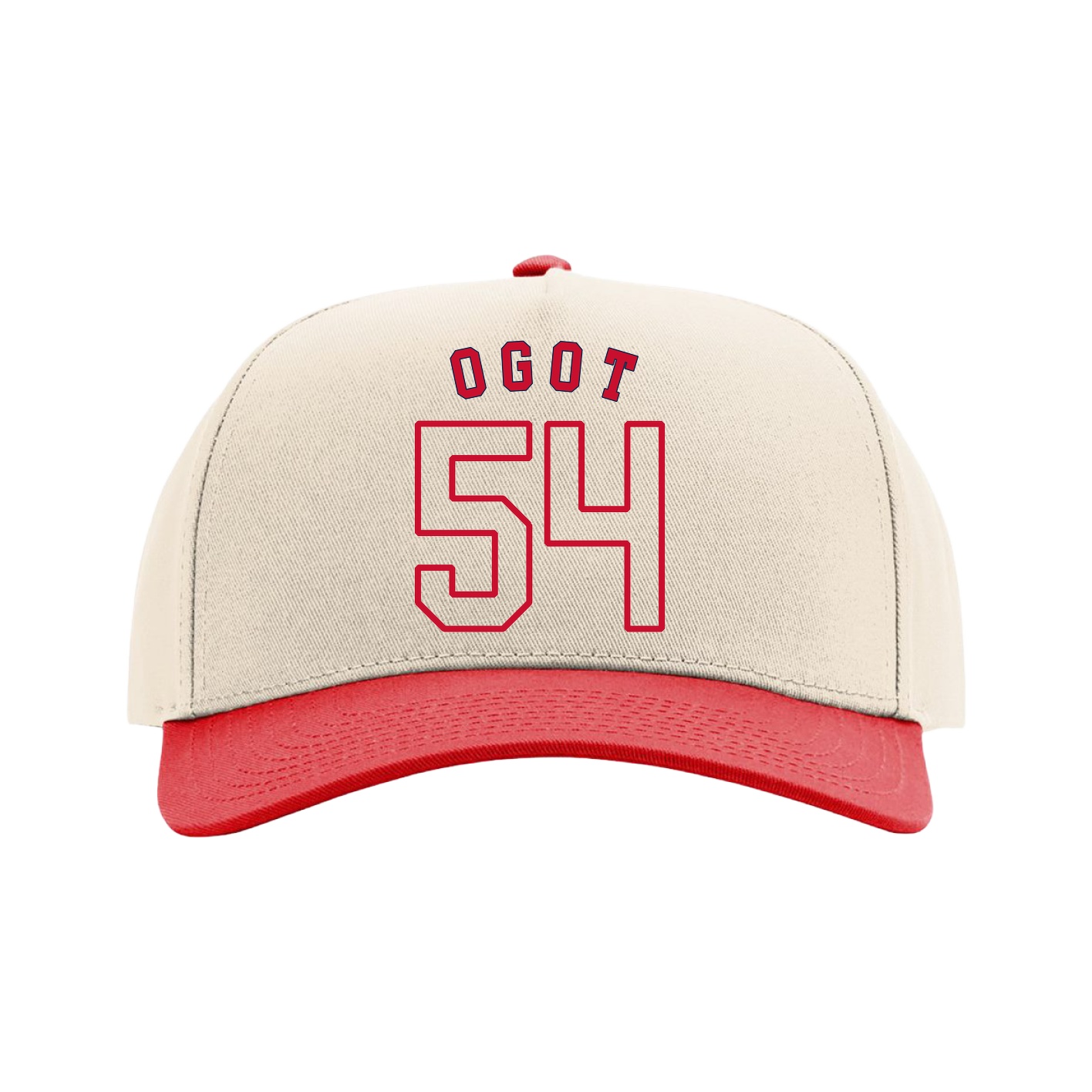 Full Fabric Five-Panel Champ Cap — Shirsey Arch in Cream/Red