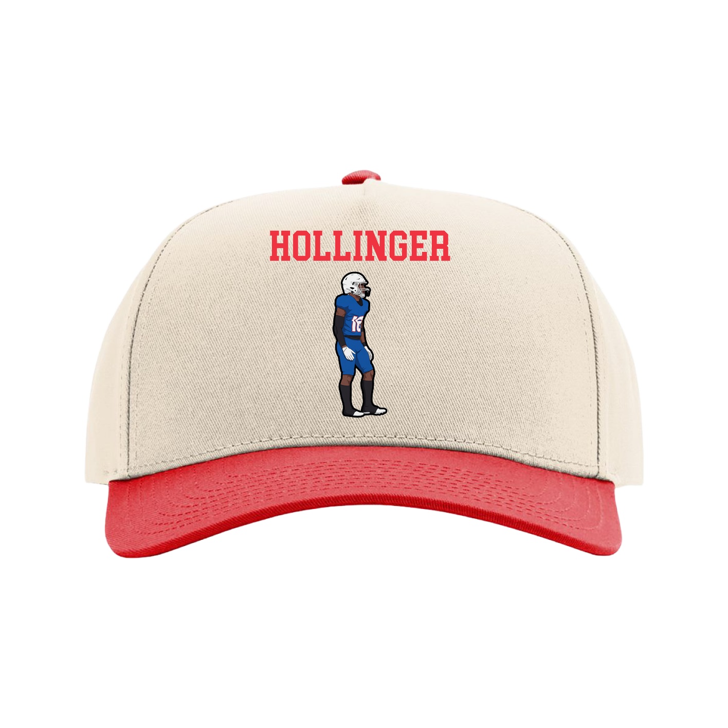 Full Fabric Five-Panel Champ Cap — Shirsey in Cream/Red