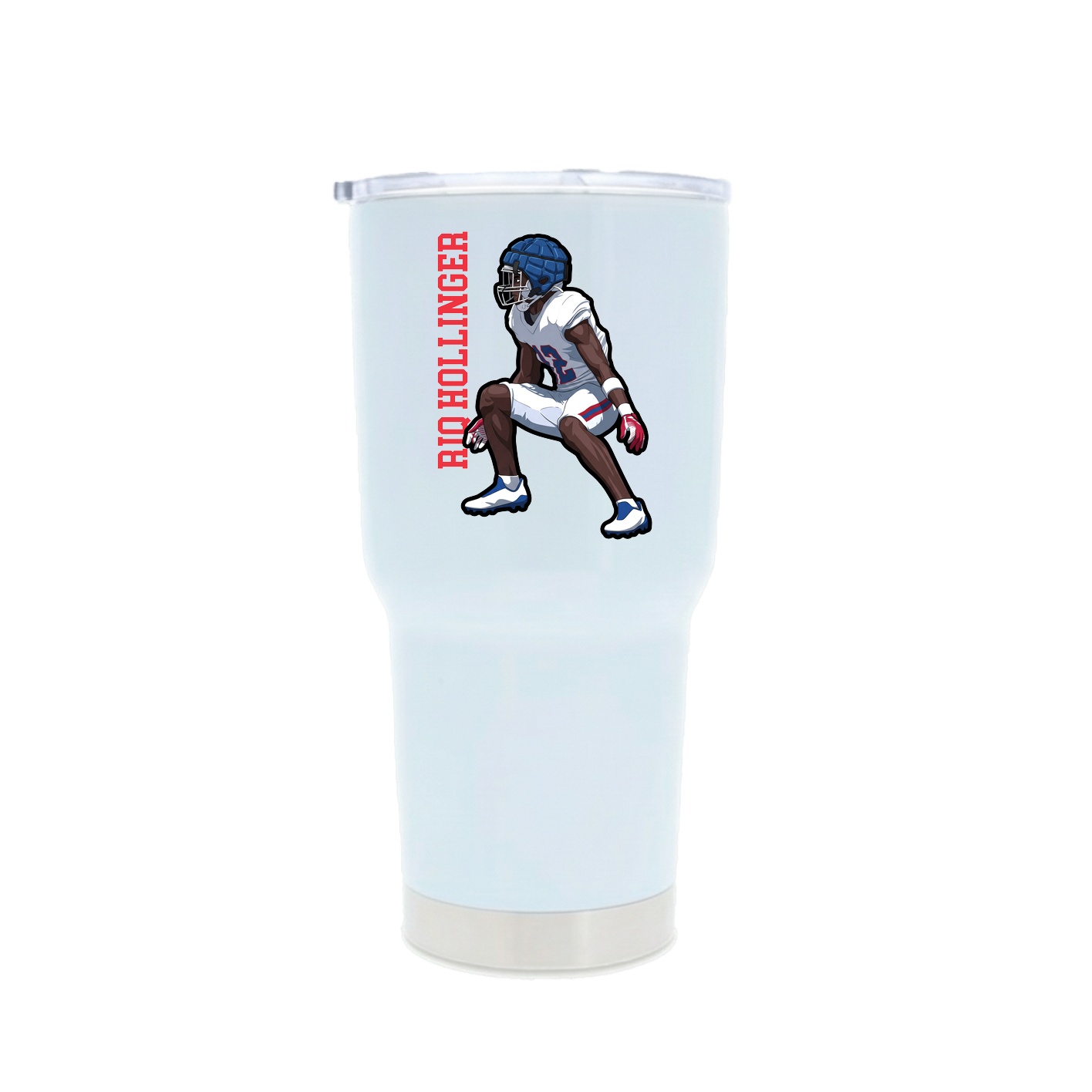30oz Stainless Steel Tumbler — Name Vertical in White
