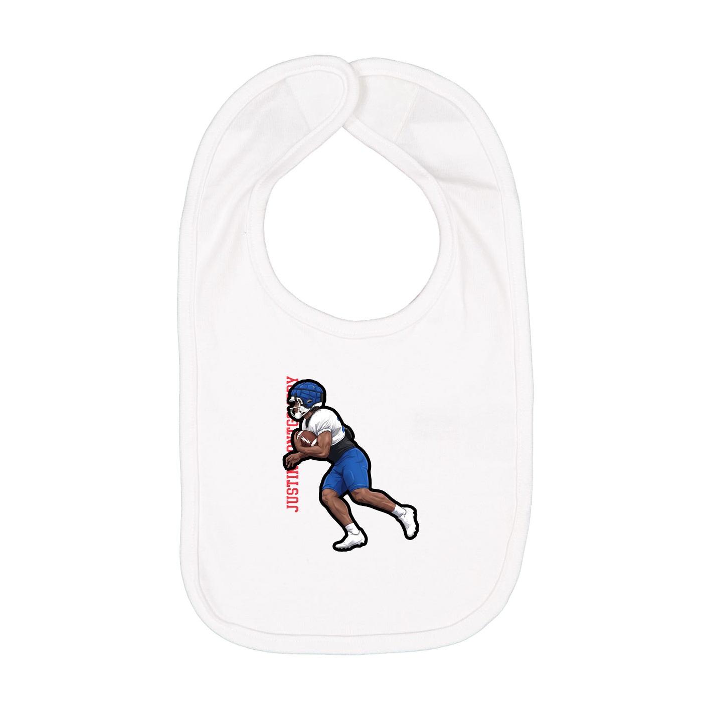 Infant Bib — Name Vertical in White