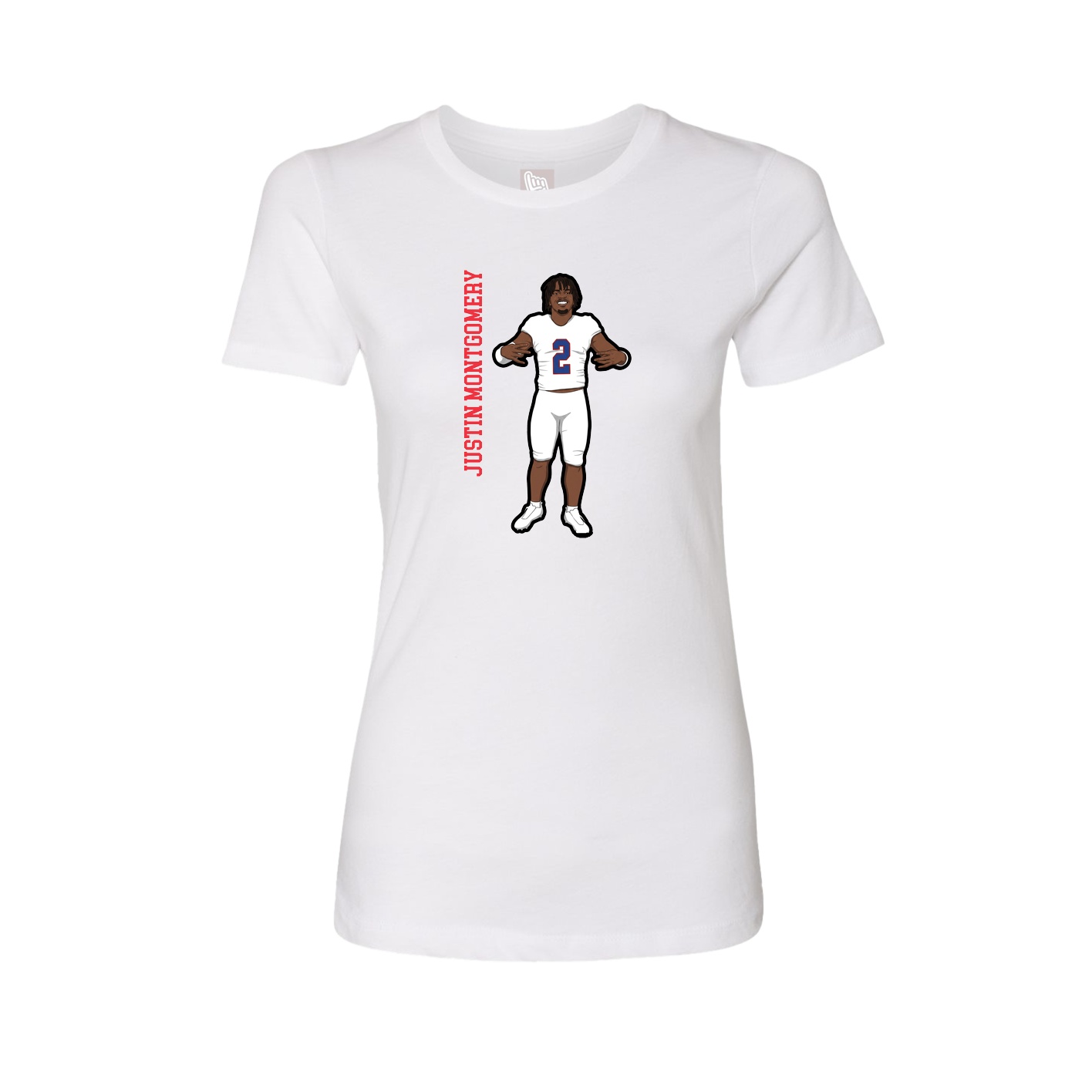 Womens Tee — Name Vertical in White