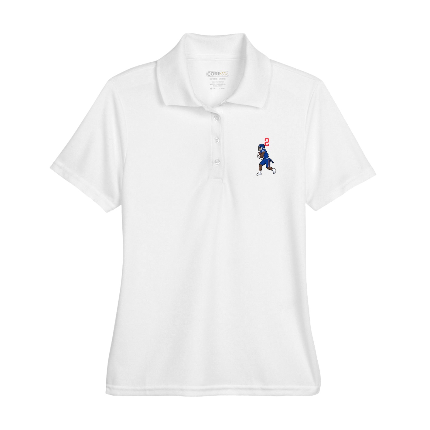 Womens Performance Polo — Number Top in White