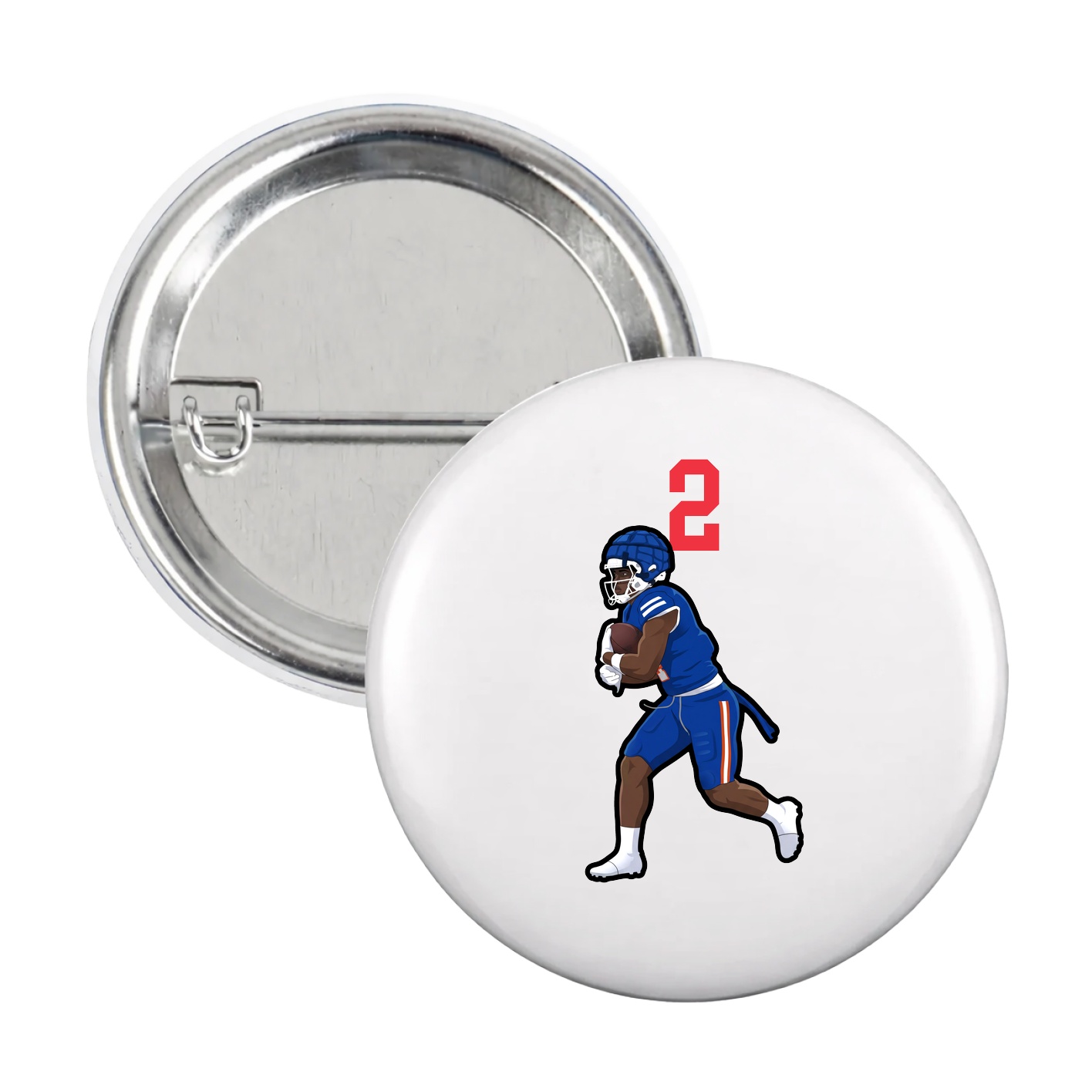 Game Day Button — Number Top in White