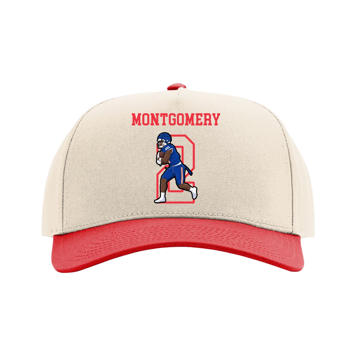 Full Fabric Five-Panel Champ Cap — Shirsey in Cream/Red