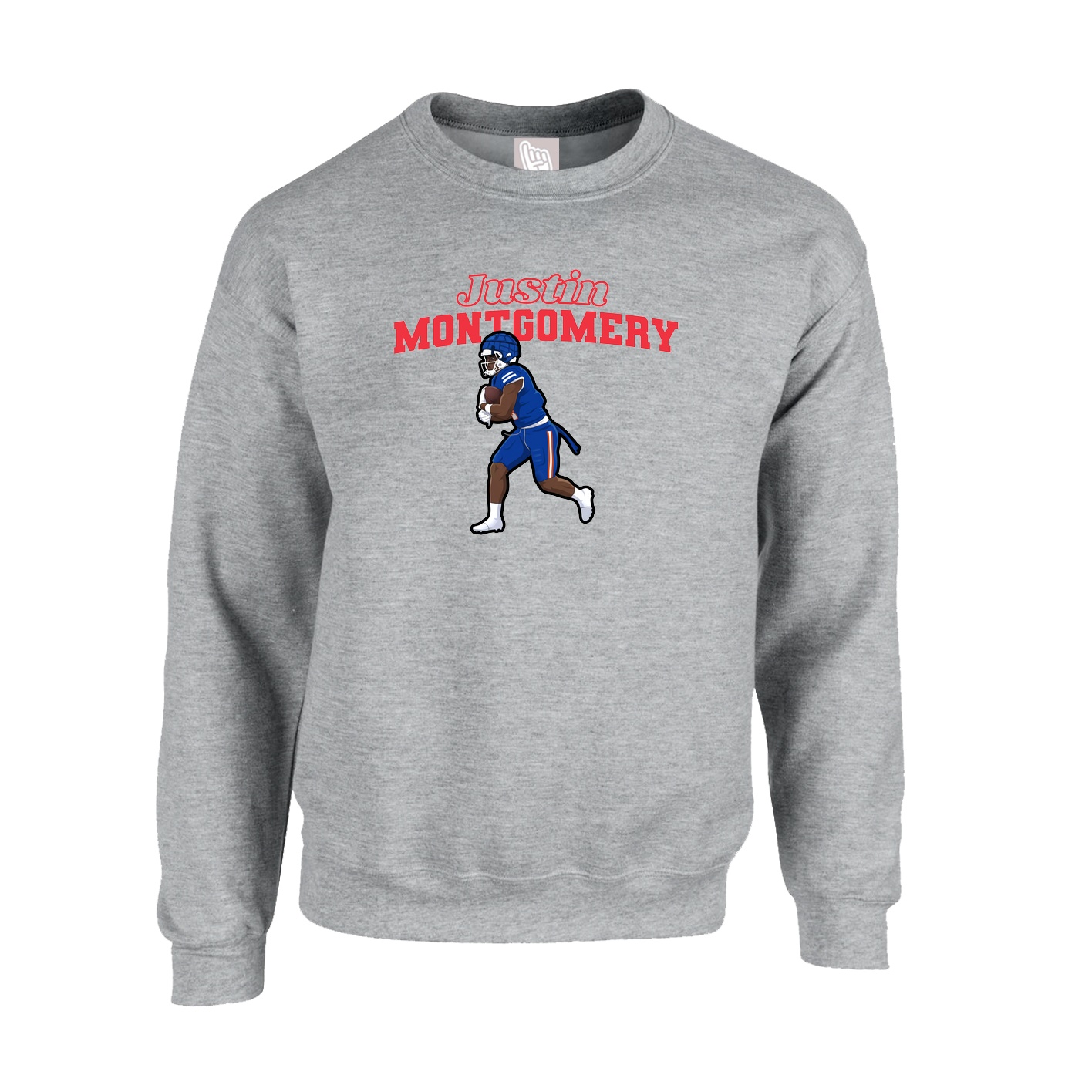 Fleece Crew — Name Arch in Grey