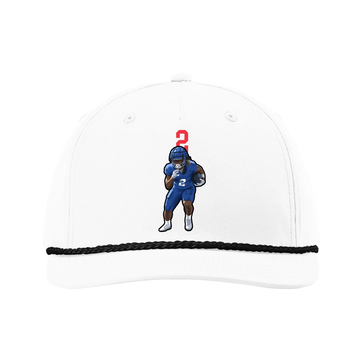 Five-Panel Classic Rope Cap — Number Top in White