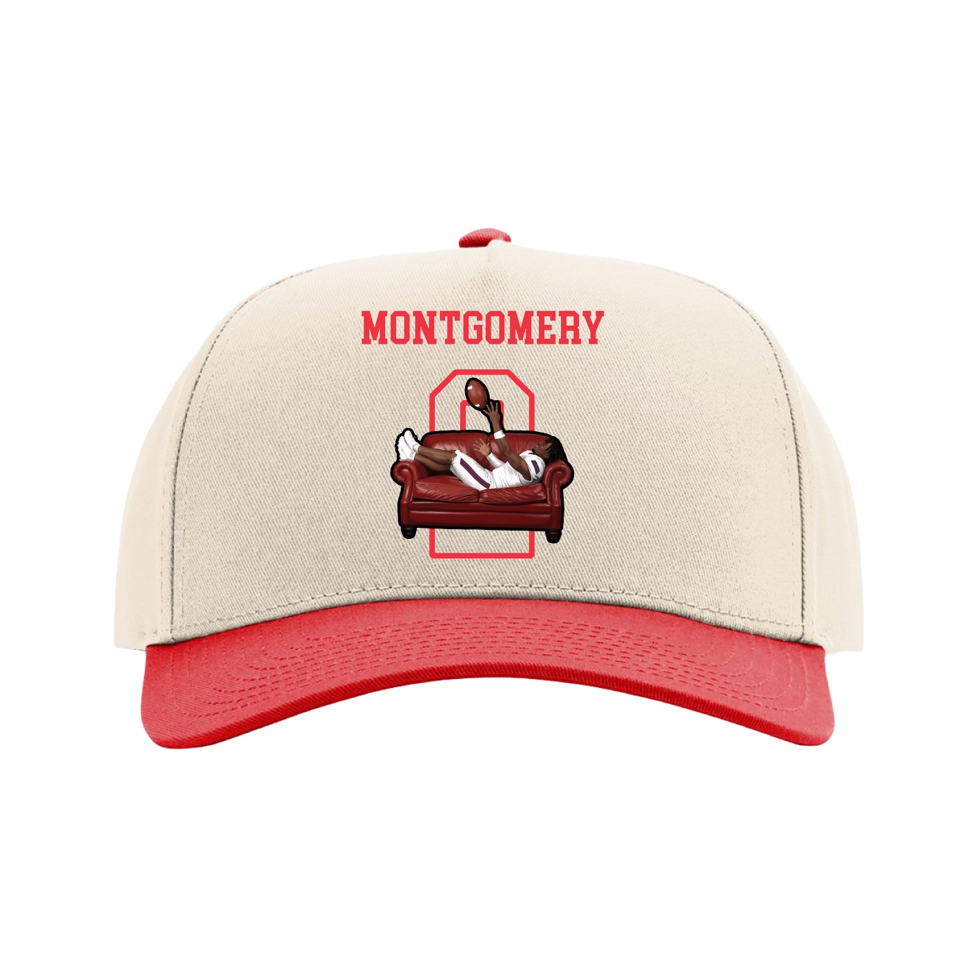 Full Fabric Five-Panel Champ Cap — Shirsey in Cream/Red