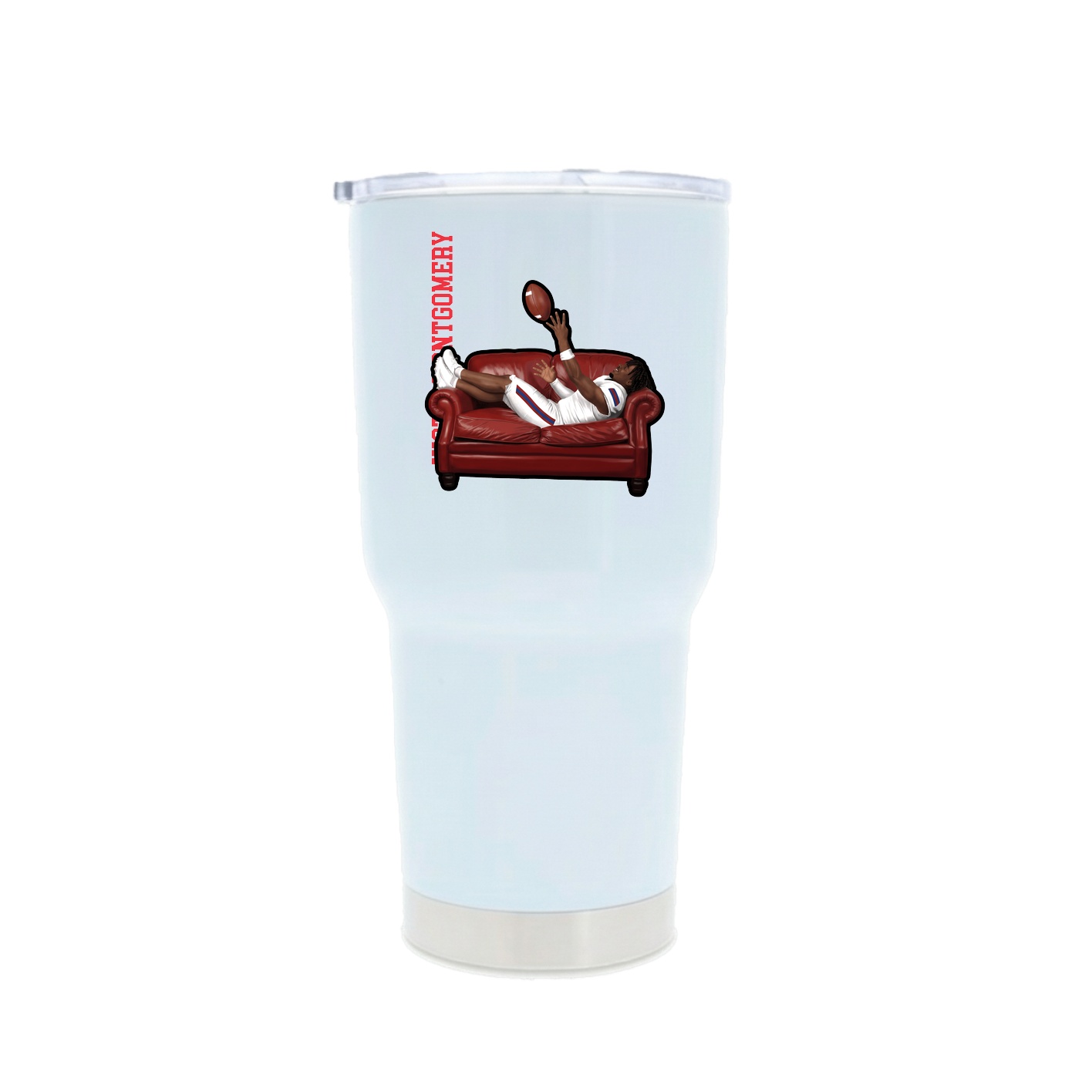 30oz Stainless Steel Tumbler — Name Vertical in White