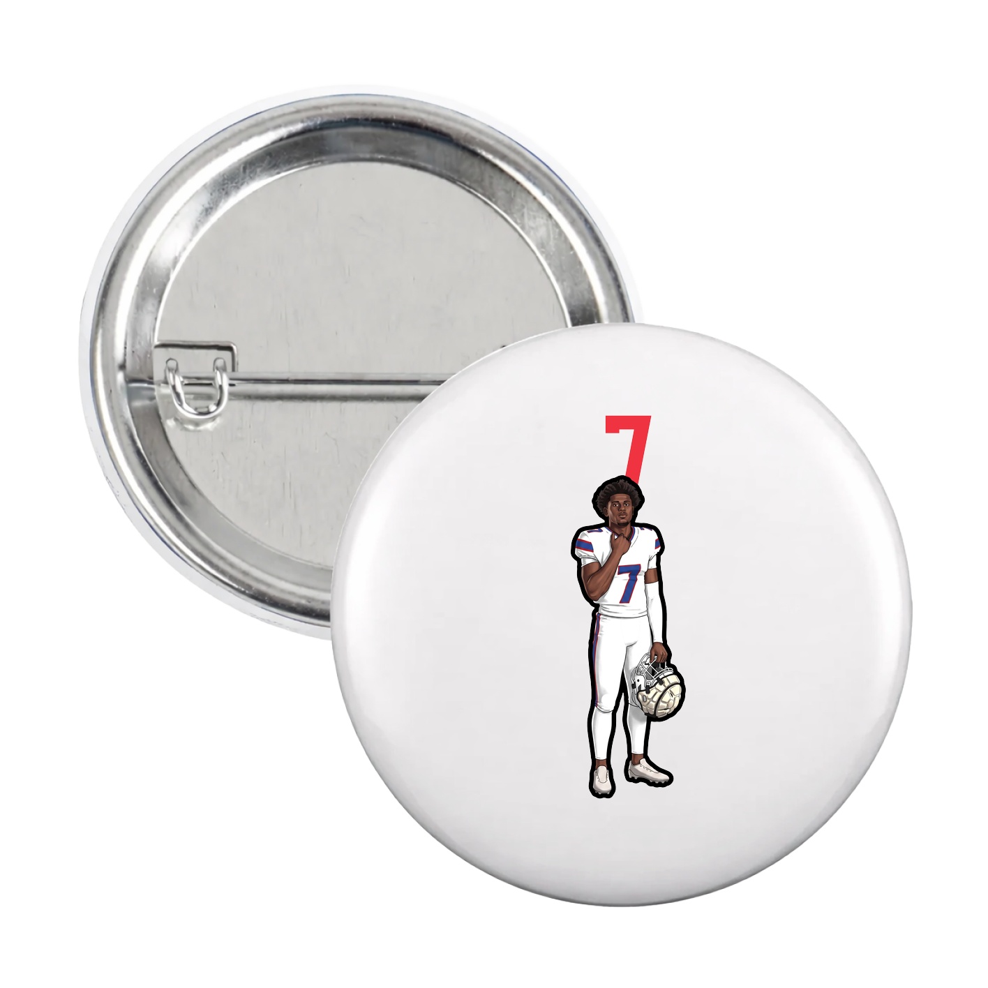 Game Day Button — Number Top in White