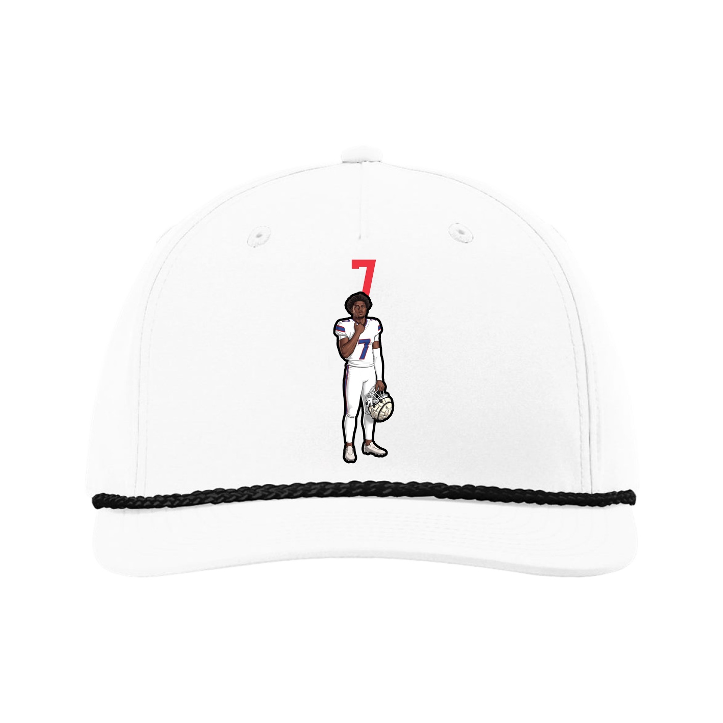 Five-Panel Classic Rope Cap — Number Top in White