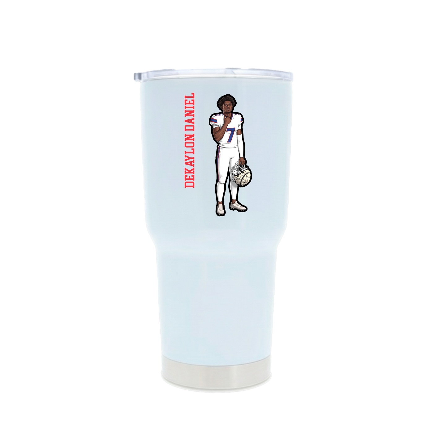 30oz Stainless Steel Tumbler — Name Vertical in White